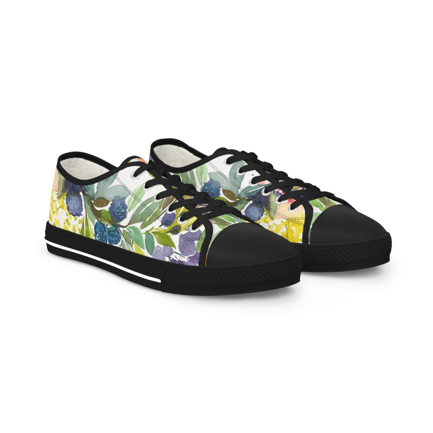 Watercolor Vibrant Floral Wreath Low Top Sneakers – Stylish Shoes for All | Unique Gift Idea - Brooke Zitting, LLC