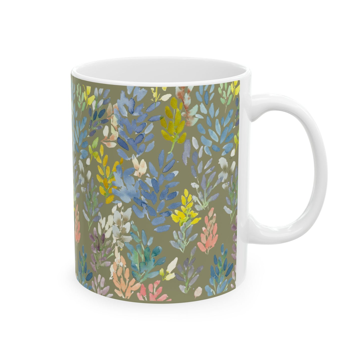 The Petal Parade Ceramic Mug in Sage Green - Perfect Gift (11oz, 15oz) - Brooke Zitting, LLC
