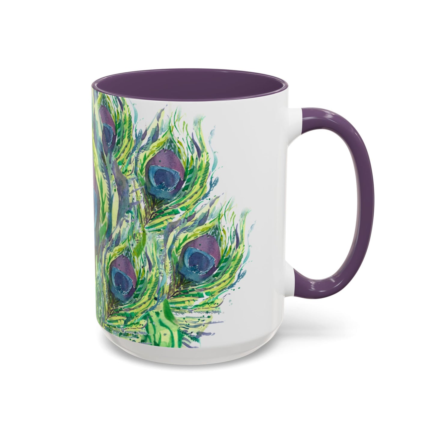 Colorful Peacock Feathers Mug Print (11oz, 15oz) - Brooke Zitting, LLC