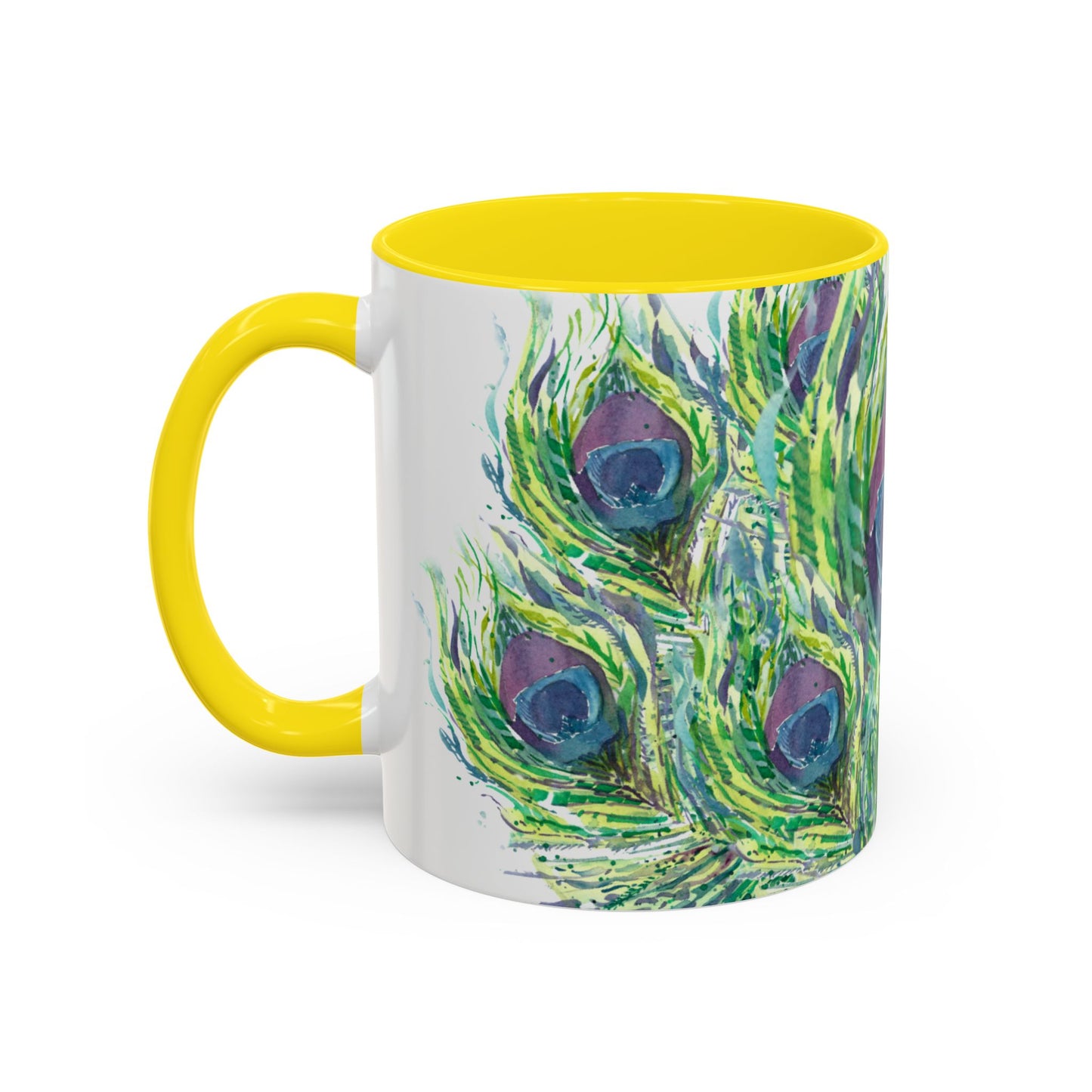Colorful Peacock Feathers Mug Print (11oz, 15oz) - Brooke Zitting, LLC