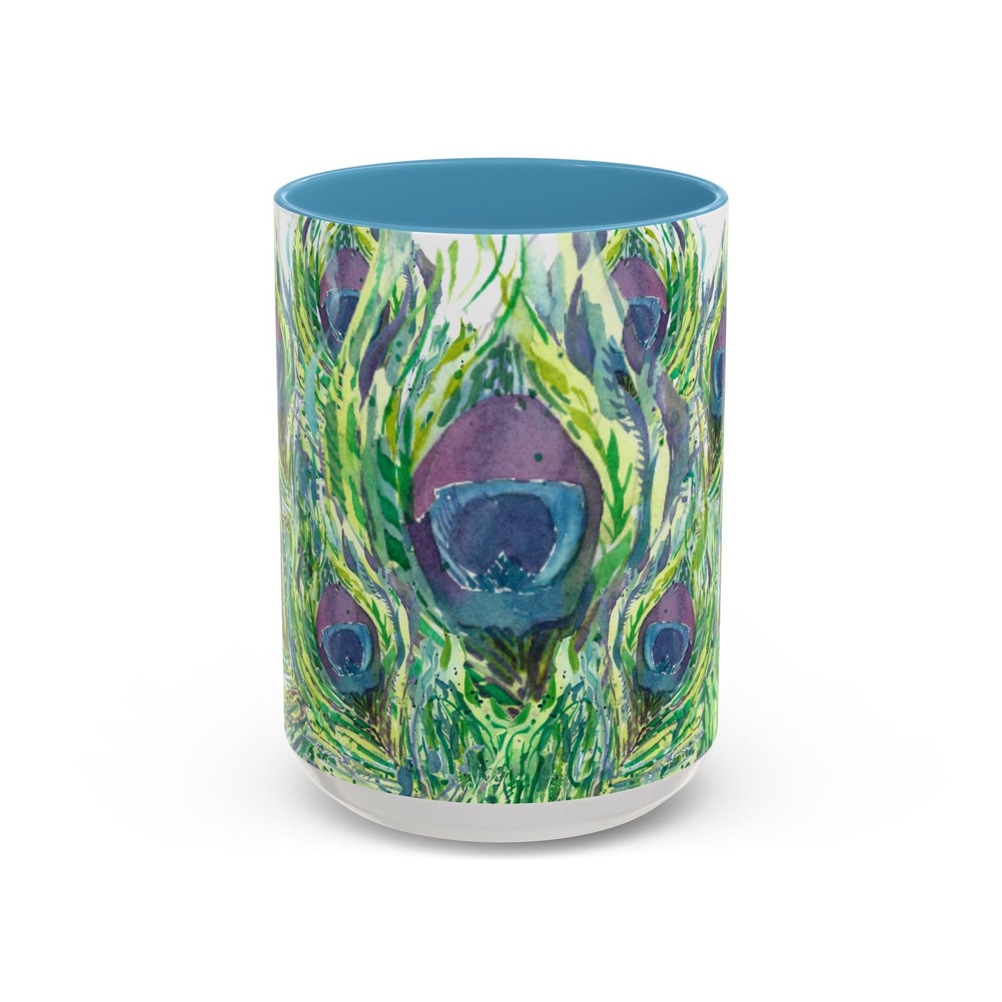Colorful Peacock Feathers Mug Print (11oz, 15oz) - Brooke Zitting, LLC