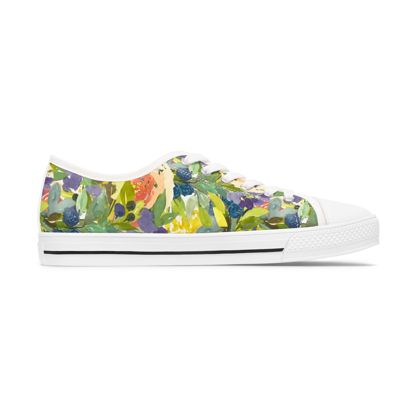 Watercolor Expressive Floral Wreath Low Top Sneakers – Stylish Shoes for All | Unique Gift Idea - Brooke Zitting, LLC
