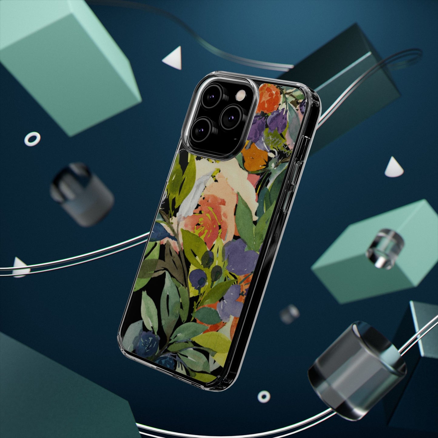 Clear Phone Case with Floral Blooms Design - Brooke Zitting, LLC