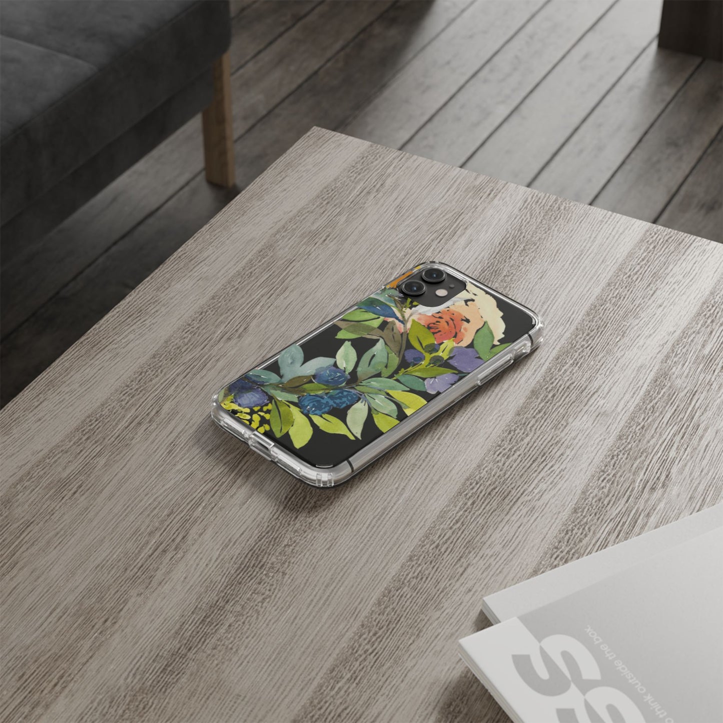 Watercolor Floral Blooms Wreath Clear Phone Case Design - Brooke Zitting, LLC