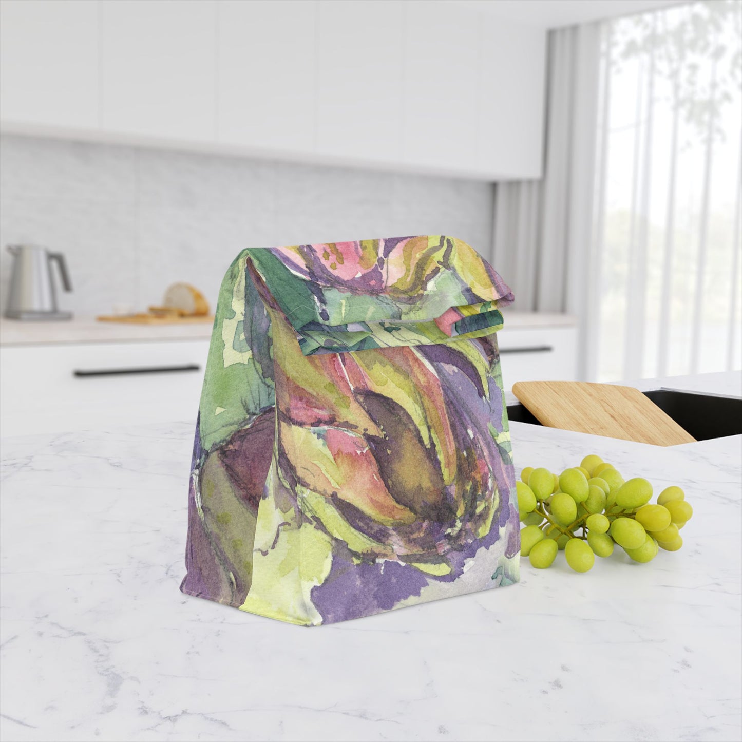 Italian Artichoke Watercolor Design Lunch Bag – Insulated, Wipe-Clean, Eco-Friendly Tote for Daily Use - Brooke Zitting, LLC