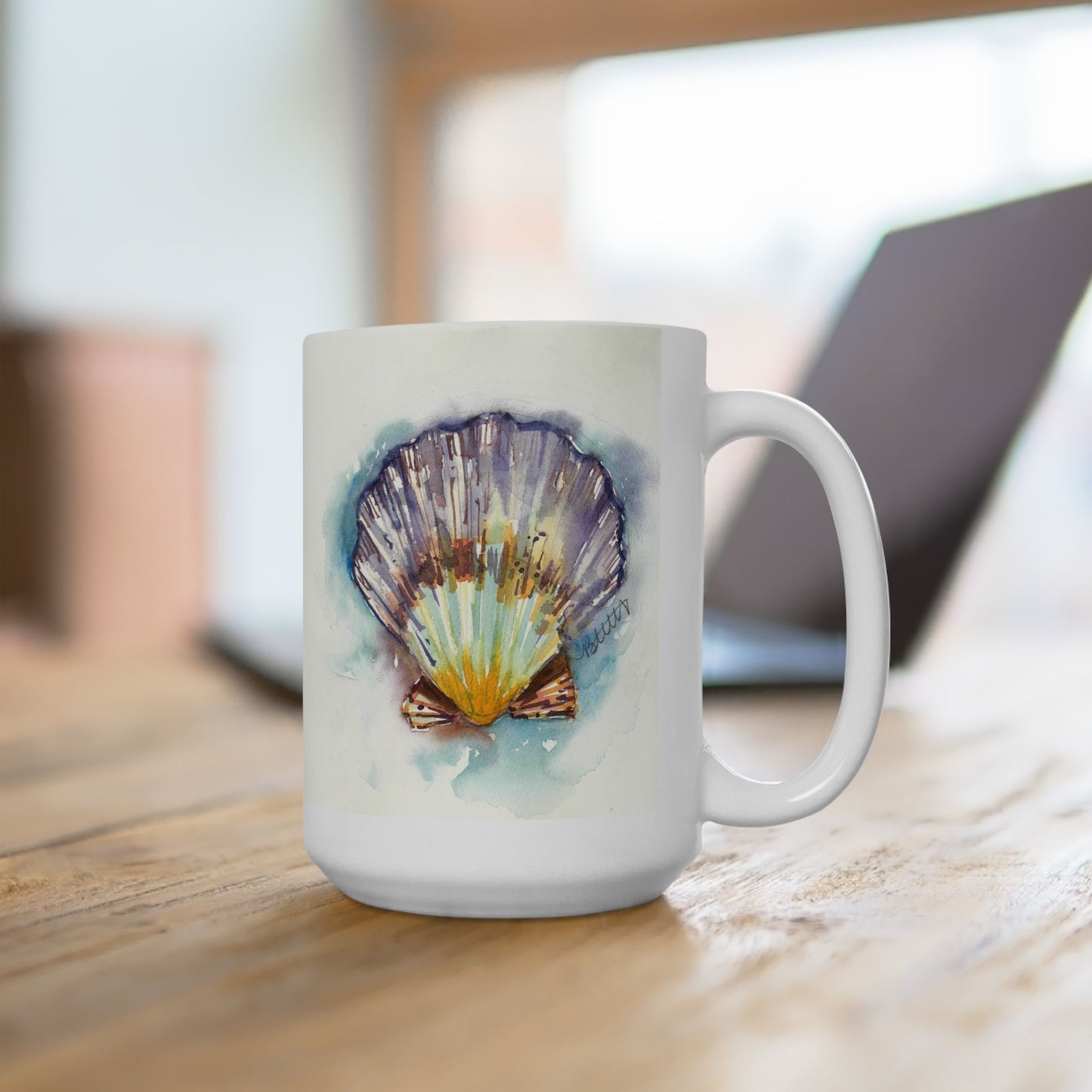 The Seashell Ceramic Mug, (11oz, 15oz) - Brooke Zitting, LLC