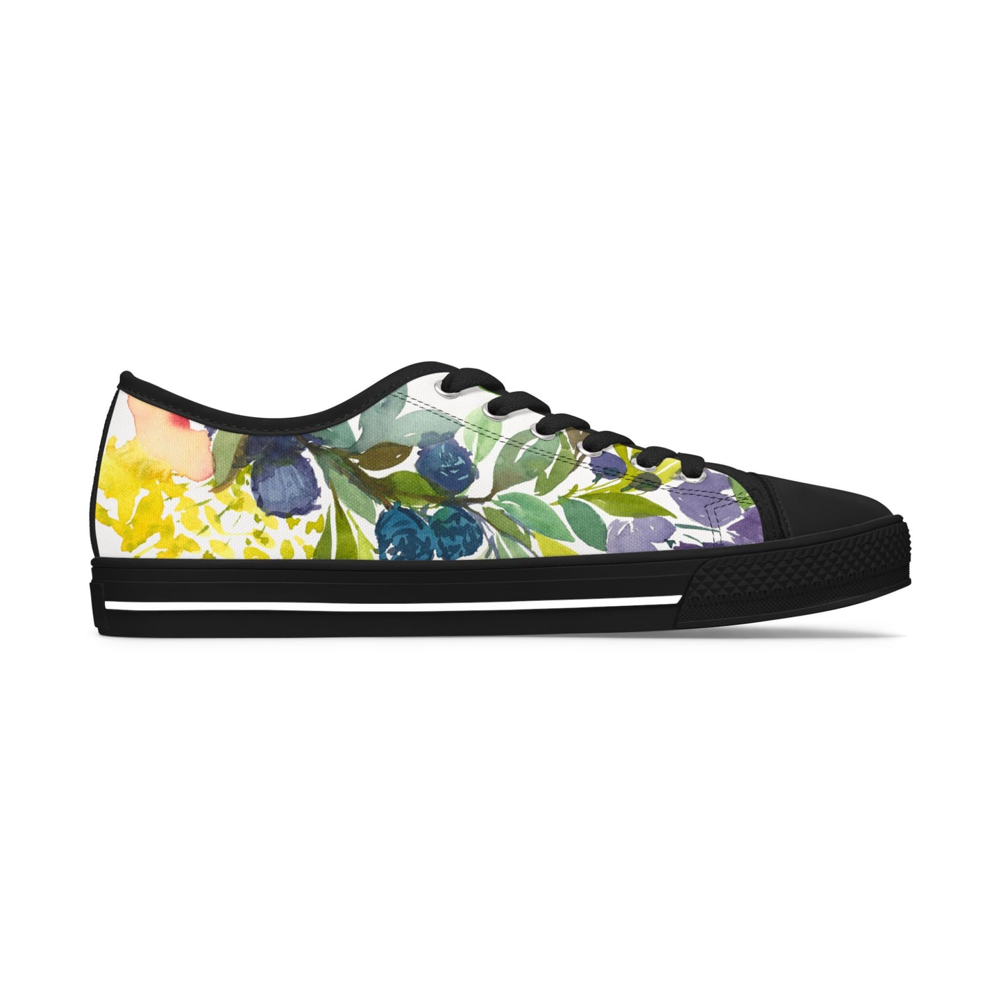 Watercolor Vibrant Floral Wreath Low Top Sneakers – Stylish Shoes for All | Unique Gift Idea - Brooke Zitting, LLC