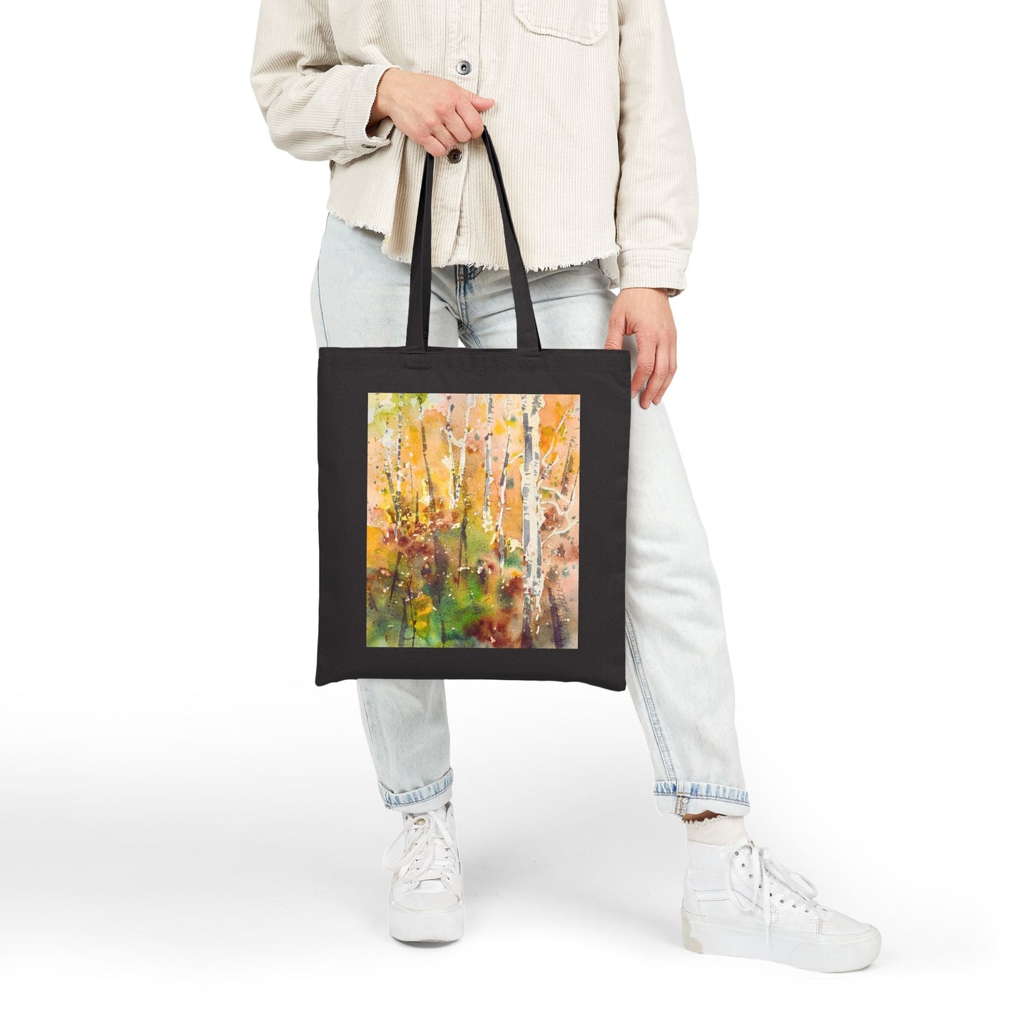 Autumn’s Gentle Haze Cotton Canvas Tote – Eco-Friendly Beach & Shopping Bag for Ocean Lovers