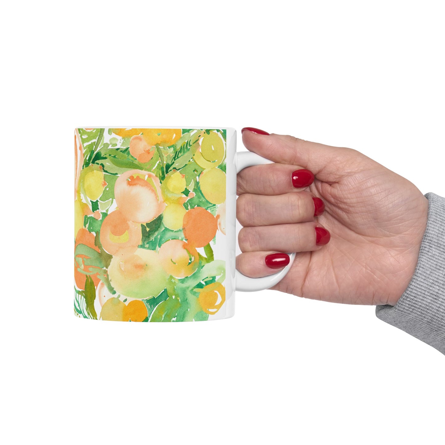 Peach Citrus Mug (11oz, 15oz) Watercolor Design - Brooke Zitting, LLC