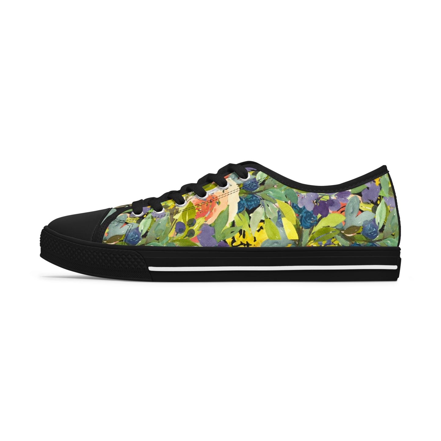 Watercolor Playful Floral Wreath Low Top Sneakers – Stylish Shoes for All | Unique Gift Idea - Brooke Zitting, LLC