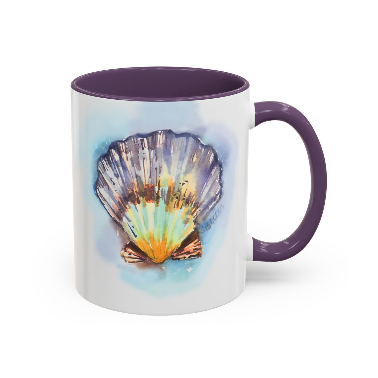 This Seashell Mug with Accent Color (11oz, 15 oz) - Brooke Zitting, LLC
