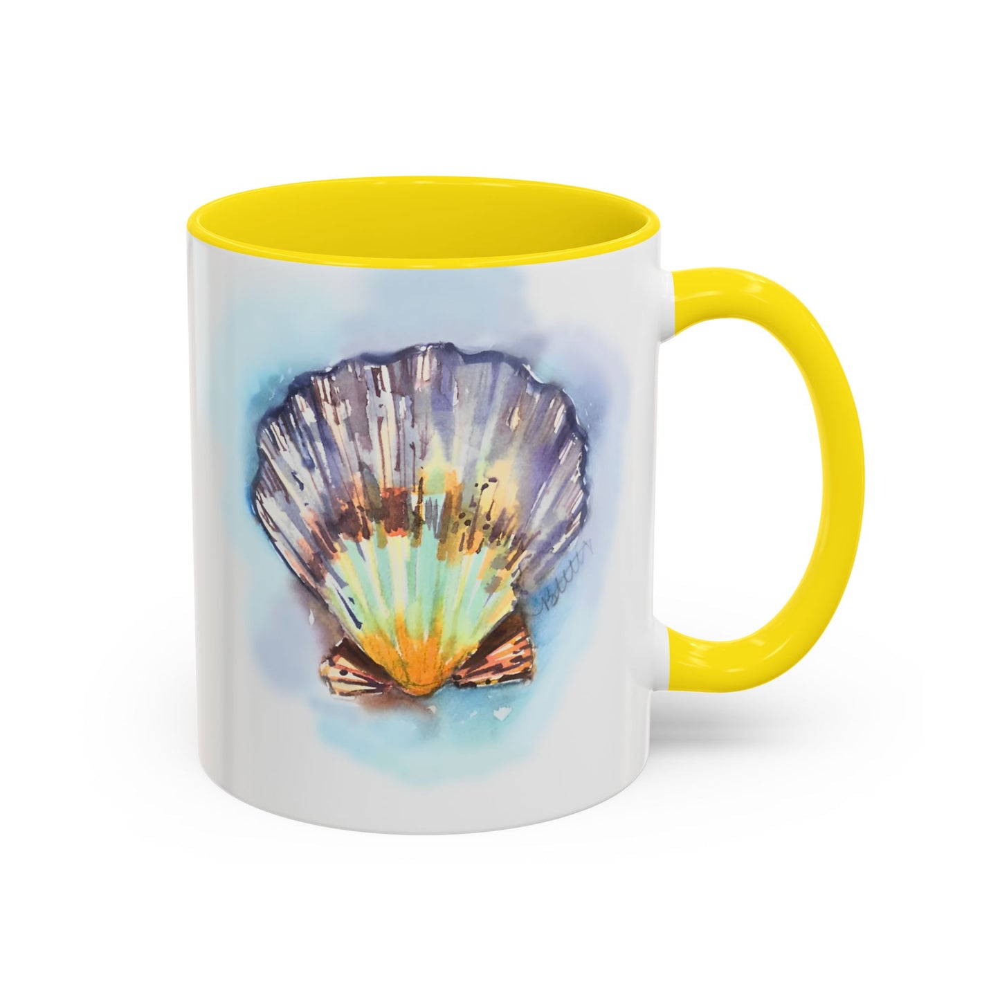 This Seashell Mug with Accent Color (11oz, 15 oz) - Brooke Zitting, LLC