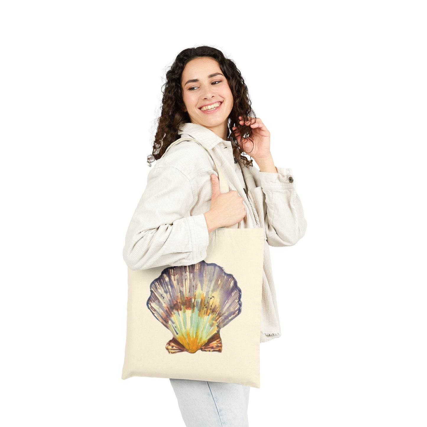 Seashell Cotton Canvas Tote – Eco-Friendly Beach & Shopping Bag for Ocean Lovers - Brooke Zitting, LLC