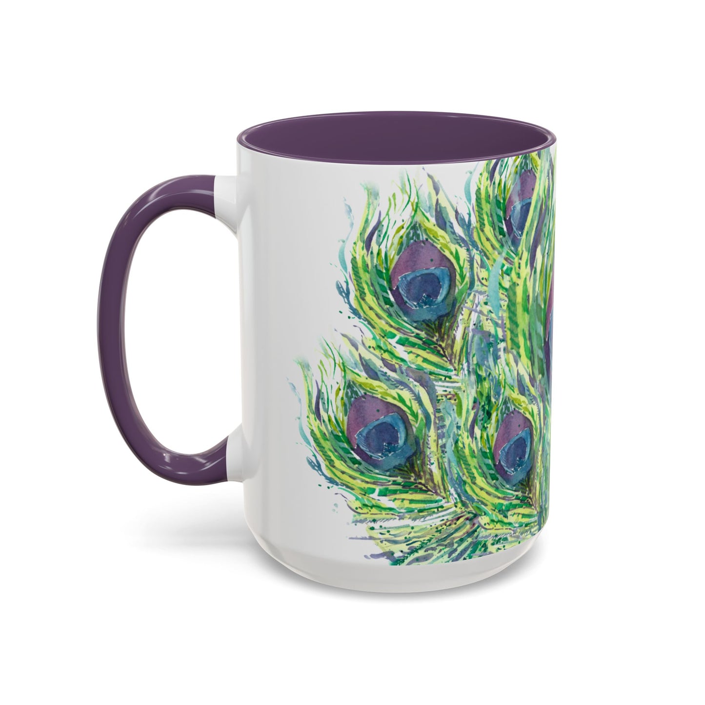 Colorful Peacock Feathers Mug Print (11oz, 15oz) - Brooke Zitting, LLC