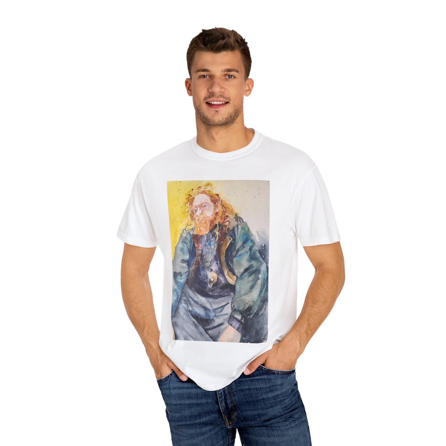 Artistic Unisex Garment-Dyed T-shirt, Vibrant Watercolor Design, Casual Wear, Artist Gift, Custom T-shirt