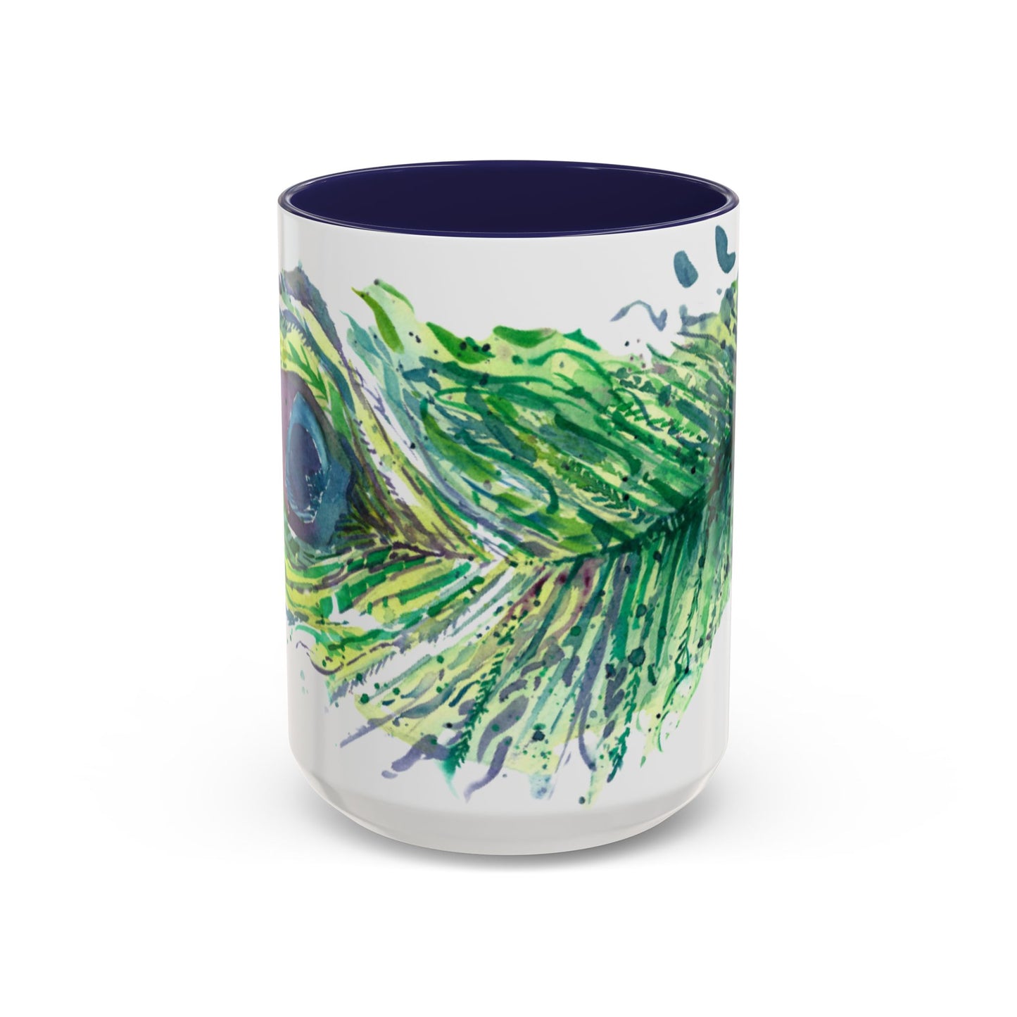 Light as a Feather Peacock Feather Accent Coffee Mug (11, 15oz) - Brooke Zitting, LLC