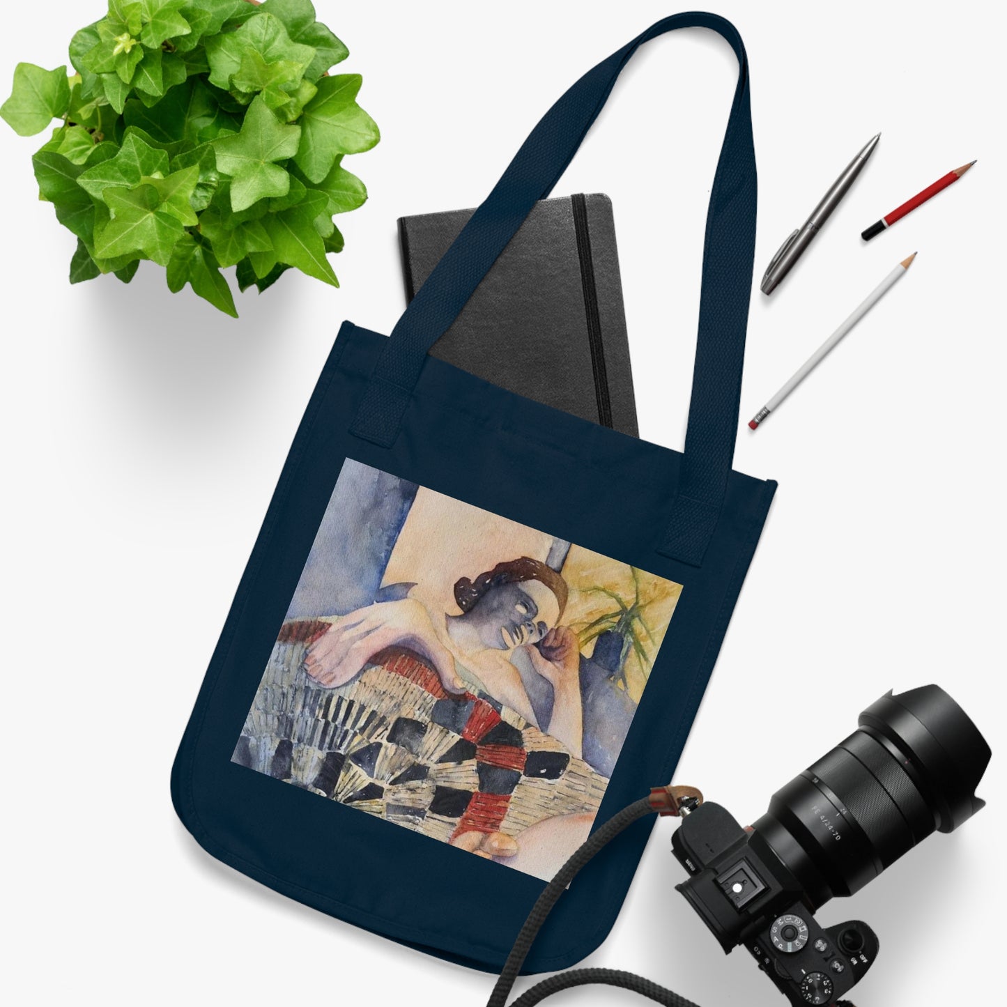 Sunroom Repose Watercolor Design Organic Canvas Tote – Eco-Friendly, Watercolor Fine Art, Reusable Bag for Art Lovers - Brooke Zitting, LLC