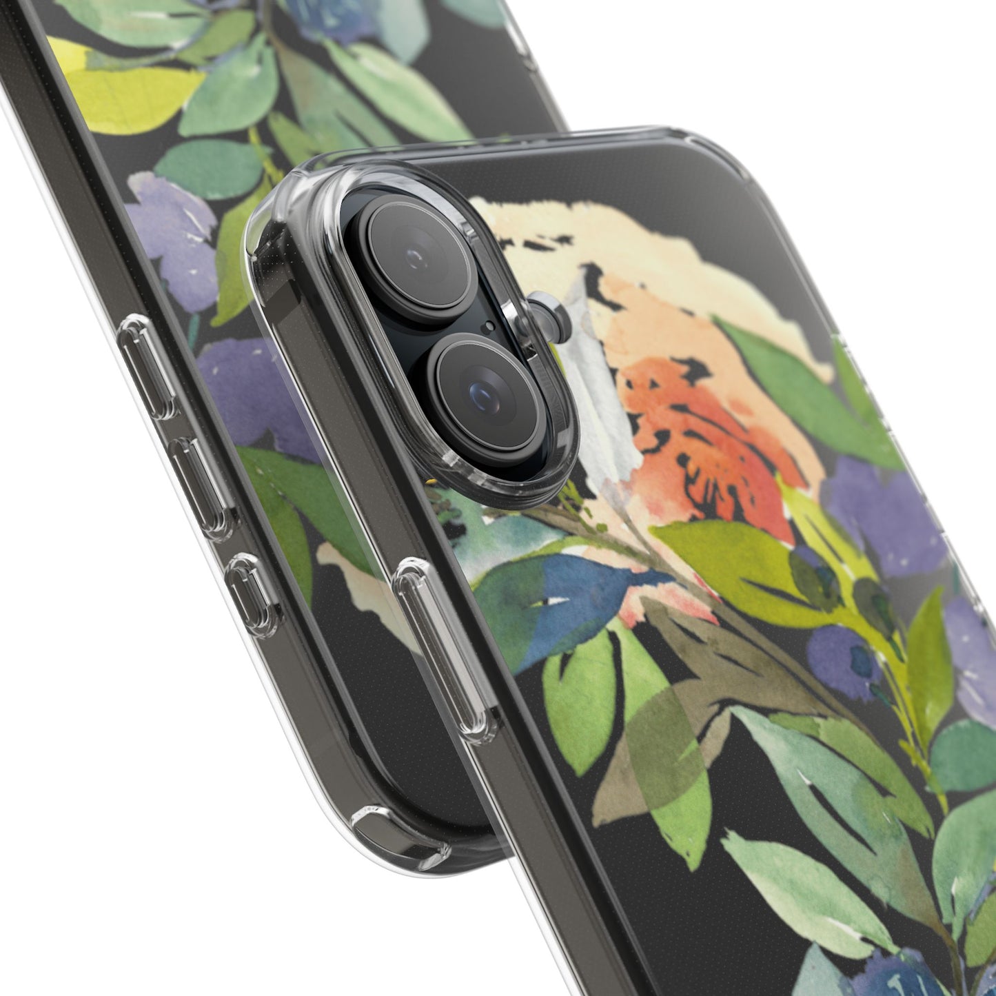 Watercolor Floral Blooms Wreath Clear Phone Case Design - Brooke Zitting, LLC