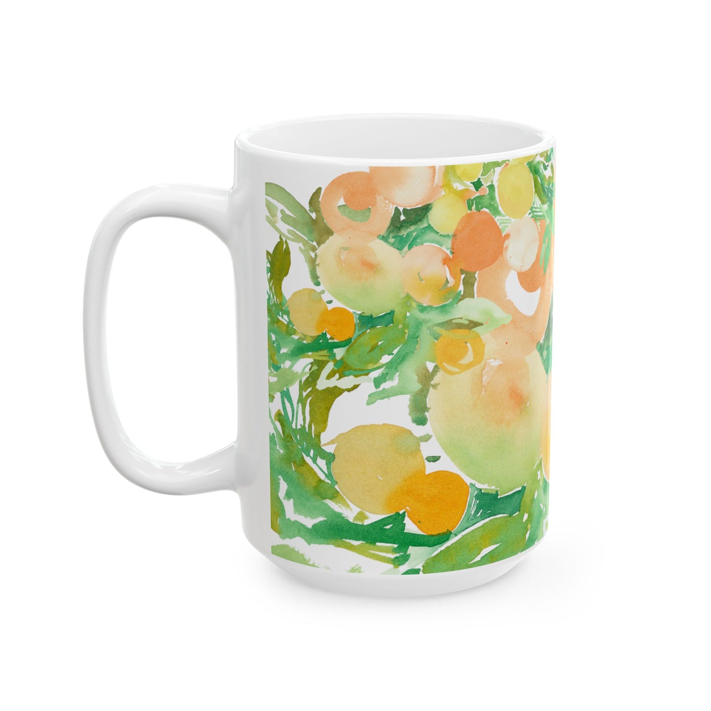 Peach Citrus Mug (11oz, 15oz) Watercolor Design - Brooke Zitting, LLC