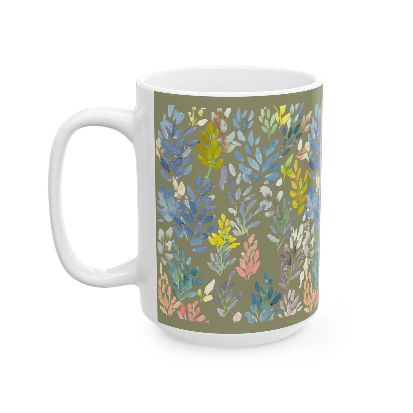 The Petal Parade Ceramic Mug in Sage Green - Perfect Gift (11oz, 15oz) - Brooke Zitting, LLC