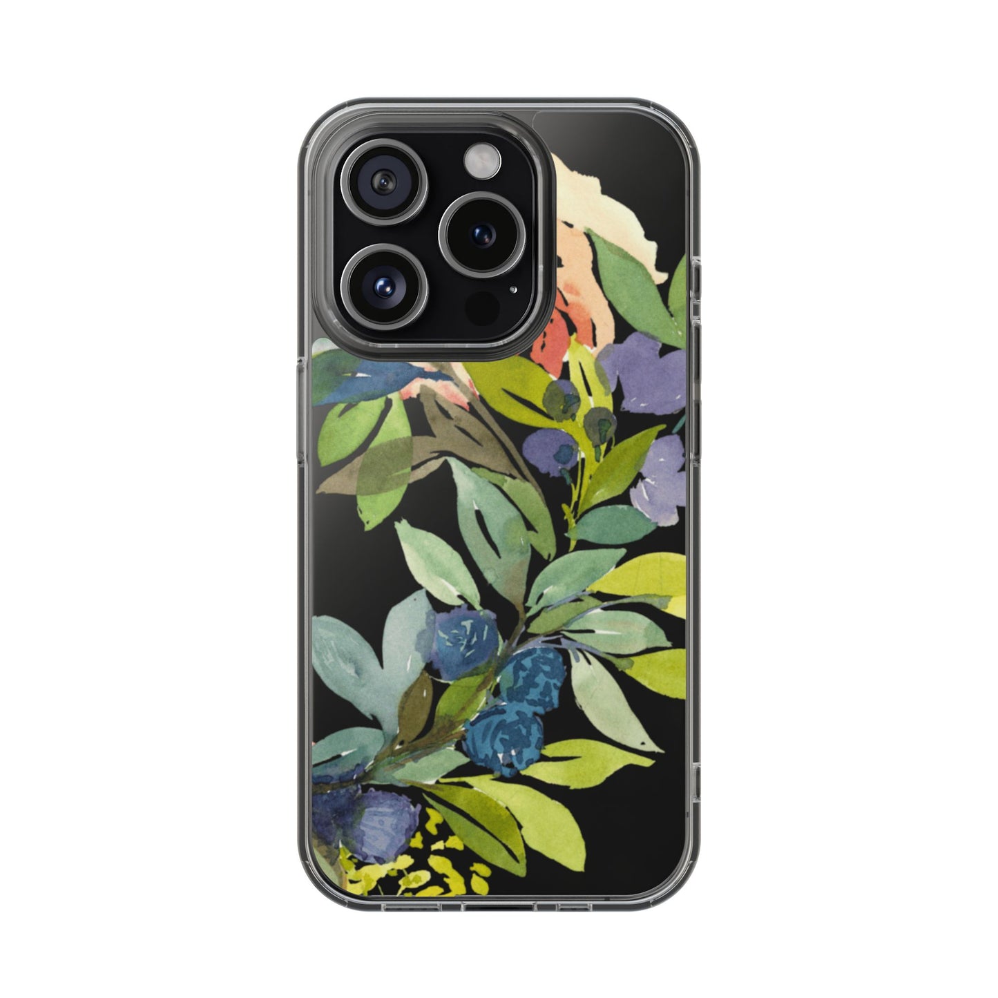 Watercolor Floral Blooms Wreath Clear Phone Case Design - Brooke Zitting, LLC