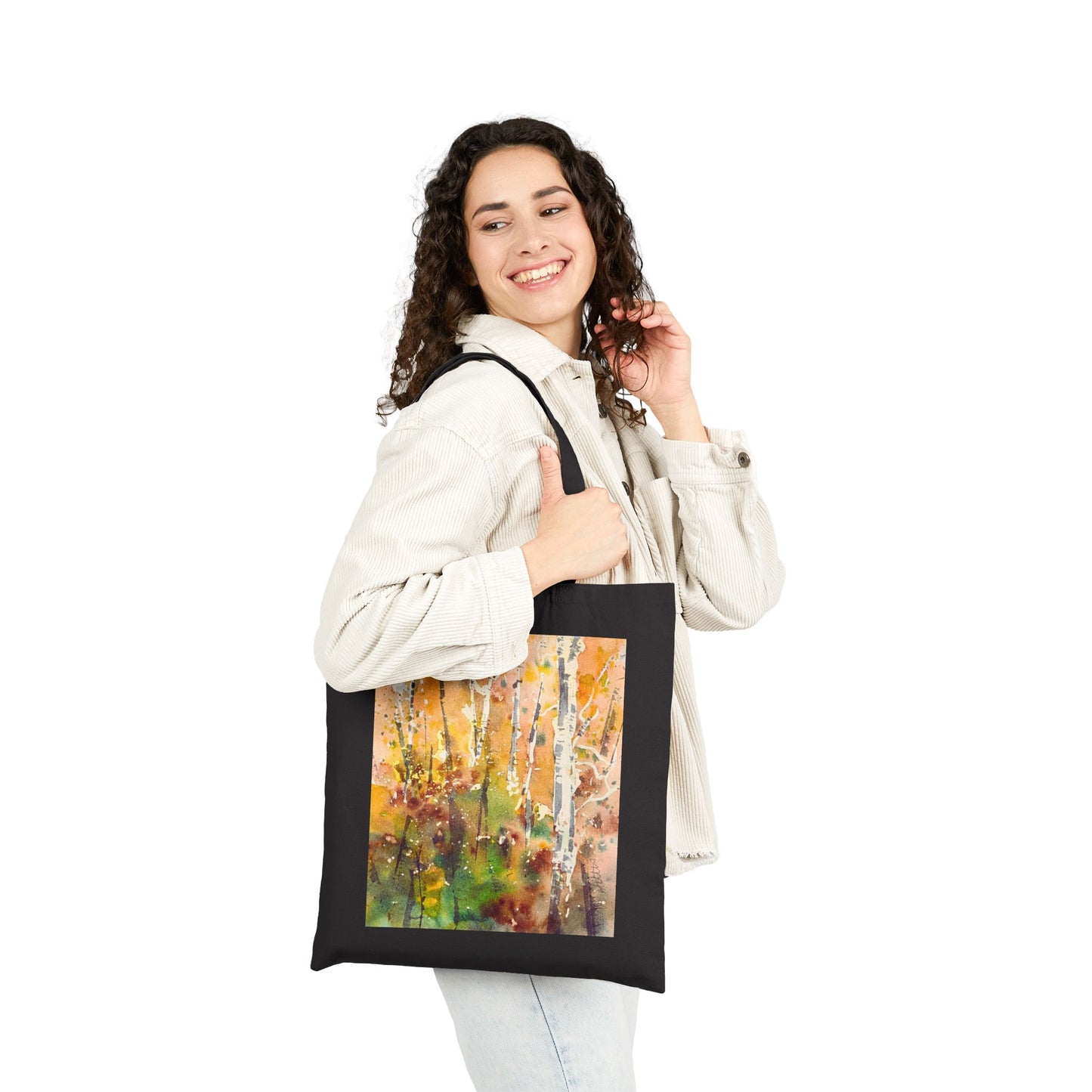 Autumn’s Gentle Haze Cotton Canvas Tote – Eco-Friendly Beach & Shopping Bag for Ocean Lovers