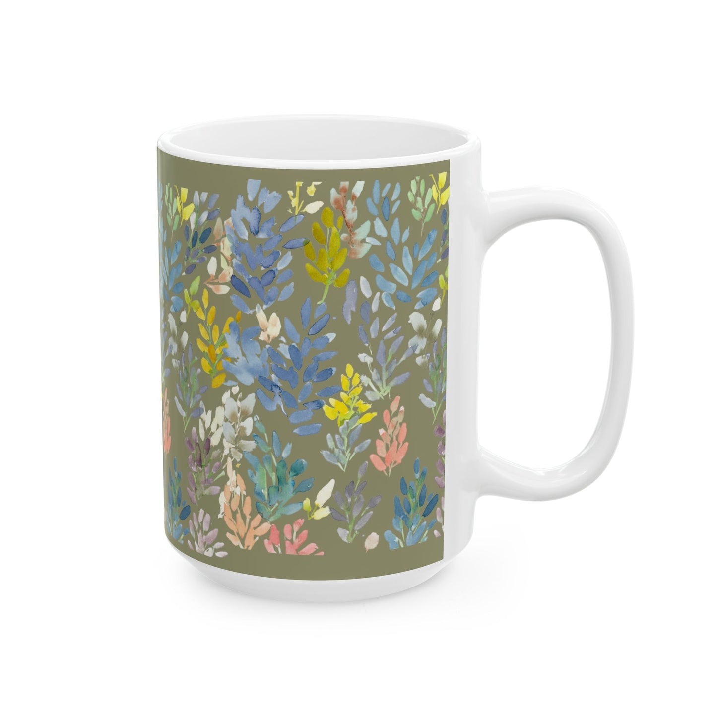The Petal Parade Ceramic Mug in Sage Green - Perfect Gift (11oz, 15oz) - Brooke Zitting, LLC