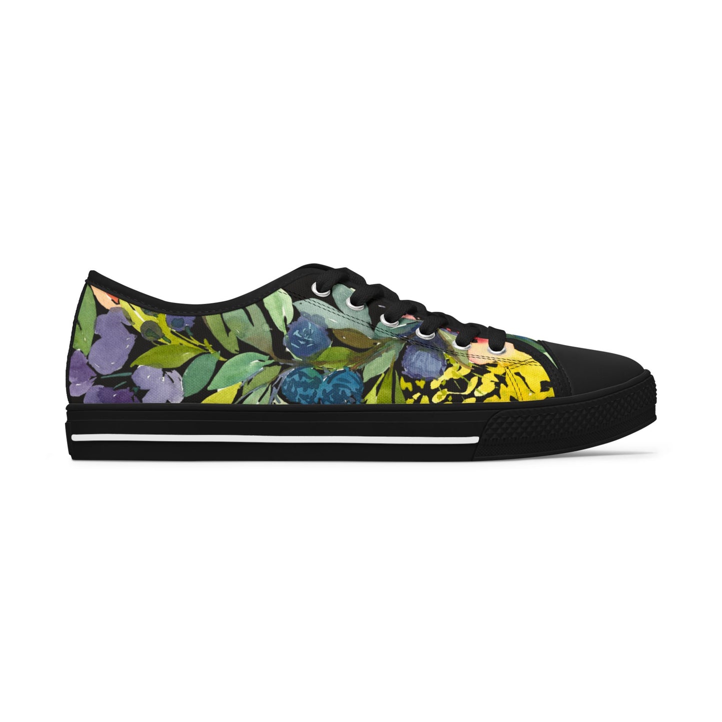 Watercolor Bold Floral Wreath Low Top Sneakers – Stylish Shoes for All | Unique Gift Idea - Brooke Zitting, LLC
