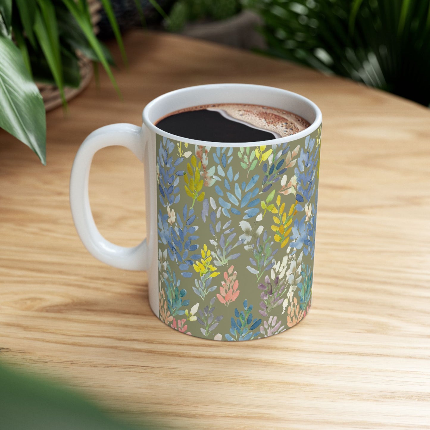 The Petal Parade Ceramic Mug in Sage Green - Perfect Gift (11oz, 15oz) - Brooke Zitting, LLC