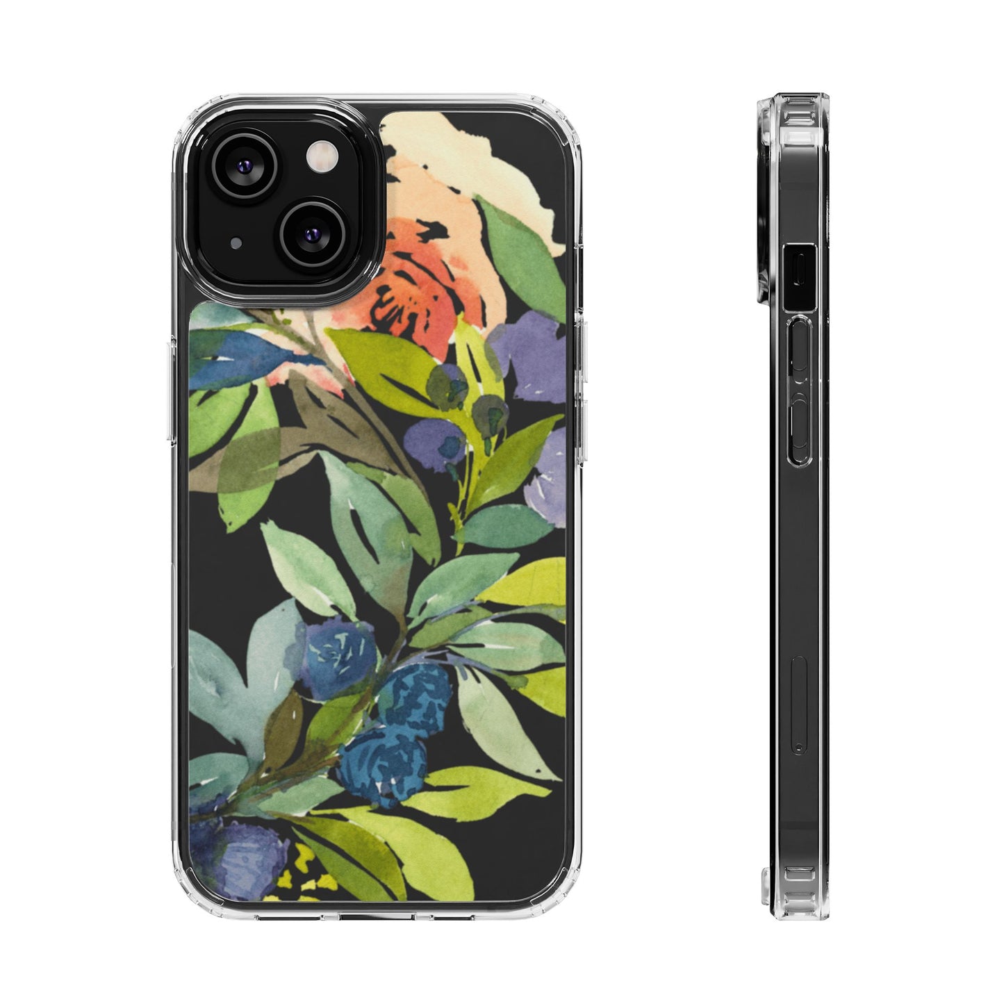 Watercolor Floral Blooms Wreath Clear Phone Case Design - Brooke Zitting, LLC