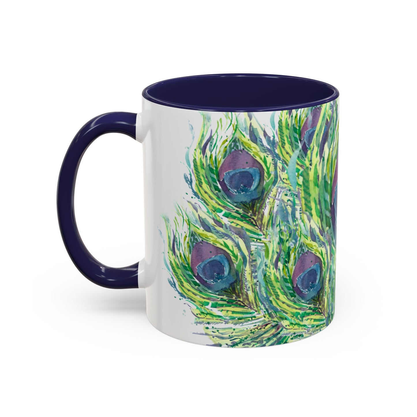 Colorful Peacock Feathers Mug Print (11oz, 15oz) - Brooke Zitting, LLC