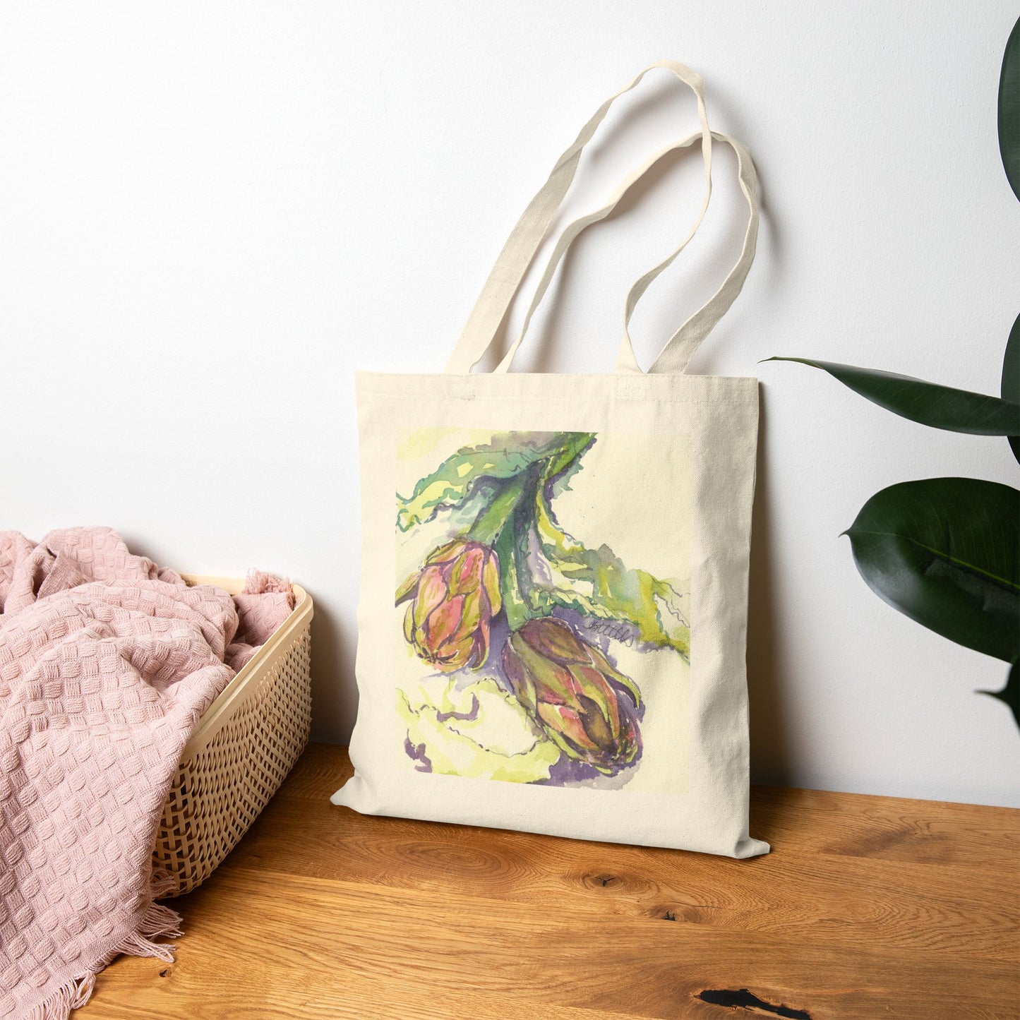 Italian Artichoke Cotton Canvas Tote – Eco-Friendly Beach & Shopping Bag for Ocean Lovers - Brooke Zitting, LLC