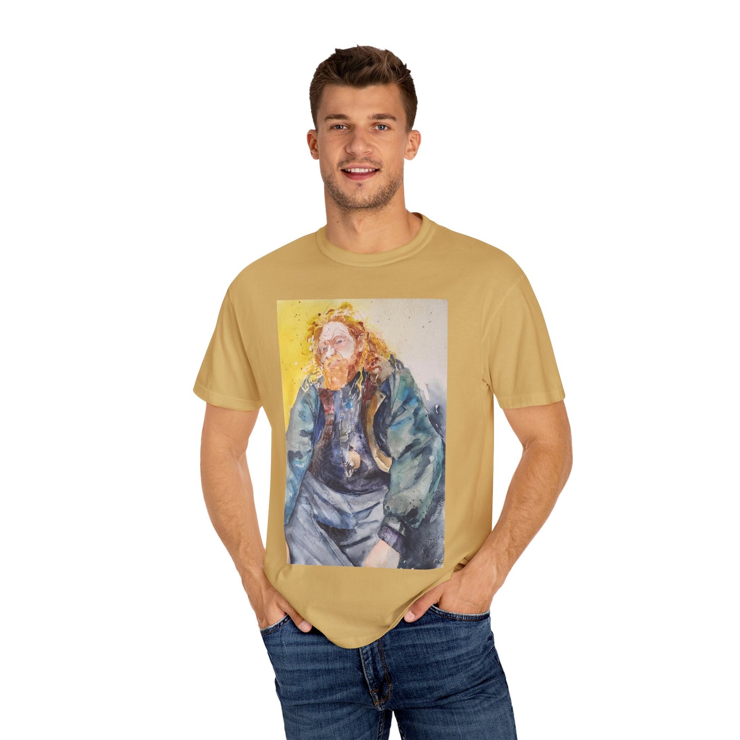 Artistic Unisex Garment-Dyed T-shirt, Vibrant Watercolor Design, Casual Wear, Artist Gift, Custom T-shirt