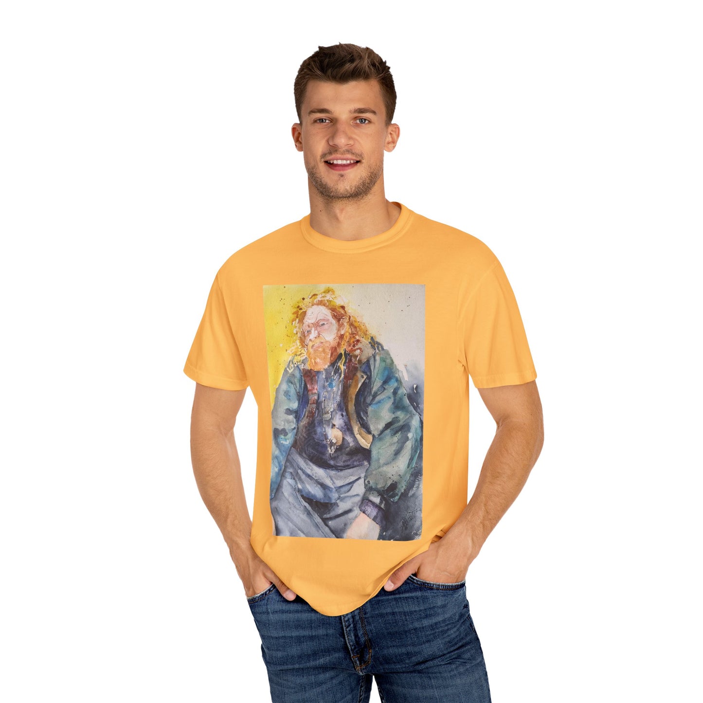 Artistic Unisex Garment-Dyed T-shirt, Vibrant Watercolor Design, Casual Wear, Artist Gift, Custom T-shirt