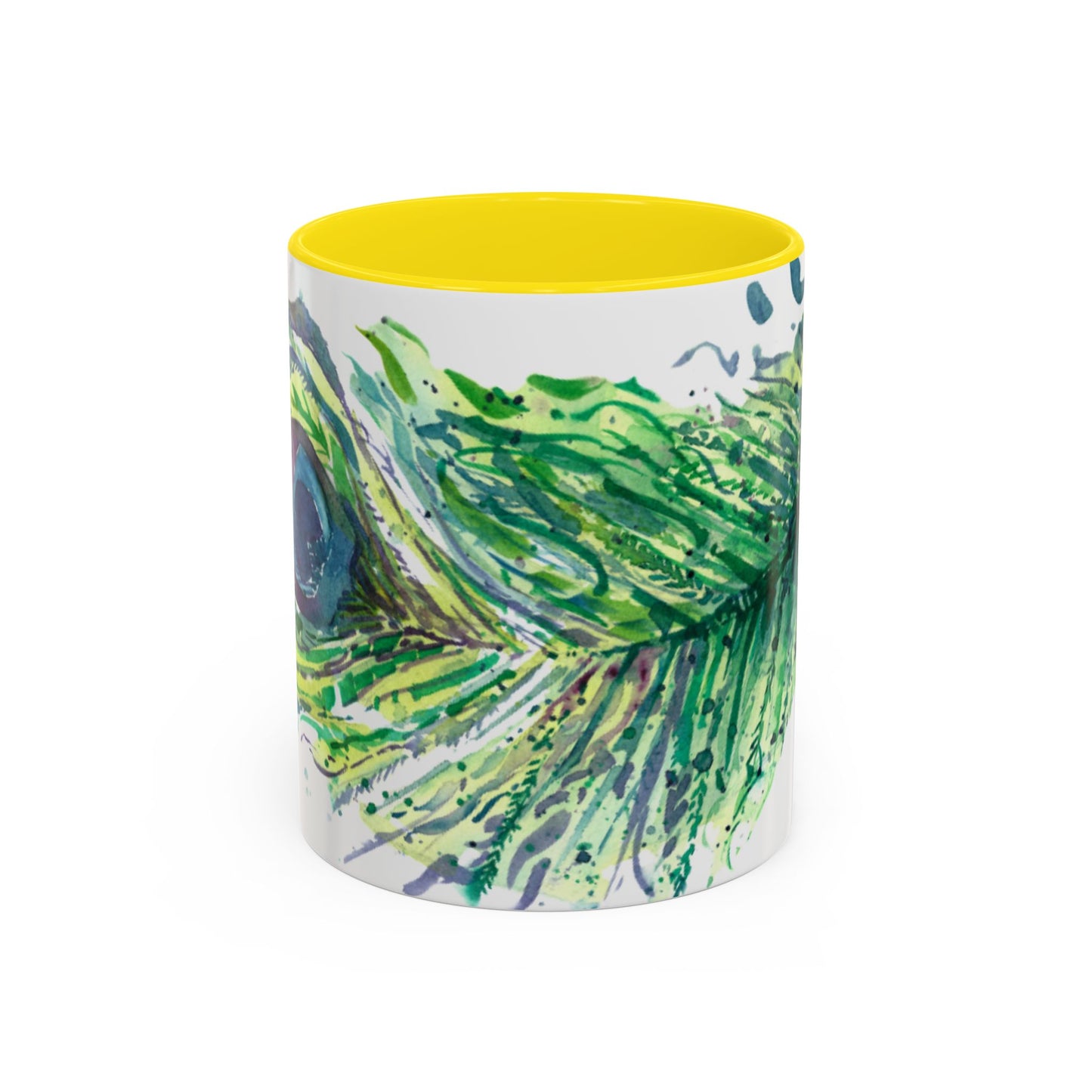 Light as a Feather Peacock Feather Accent Coffee Mug (11, 15oz) - Brooke Zitting, LLC