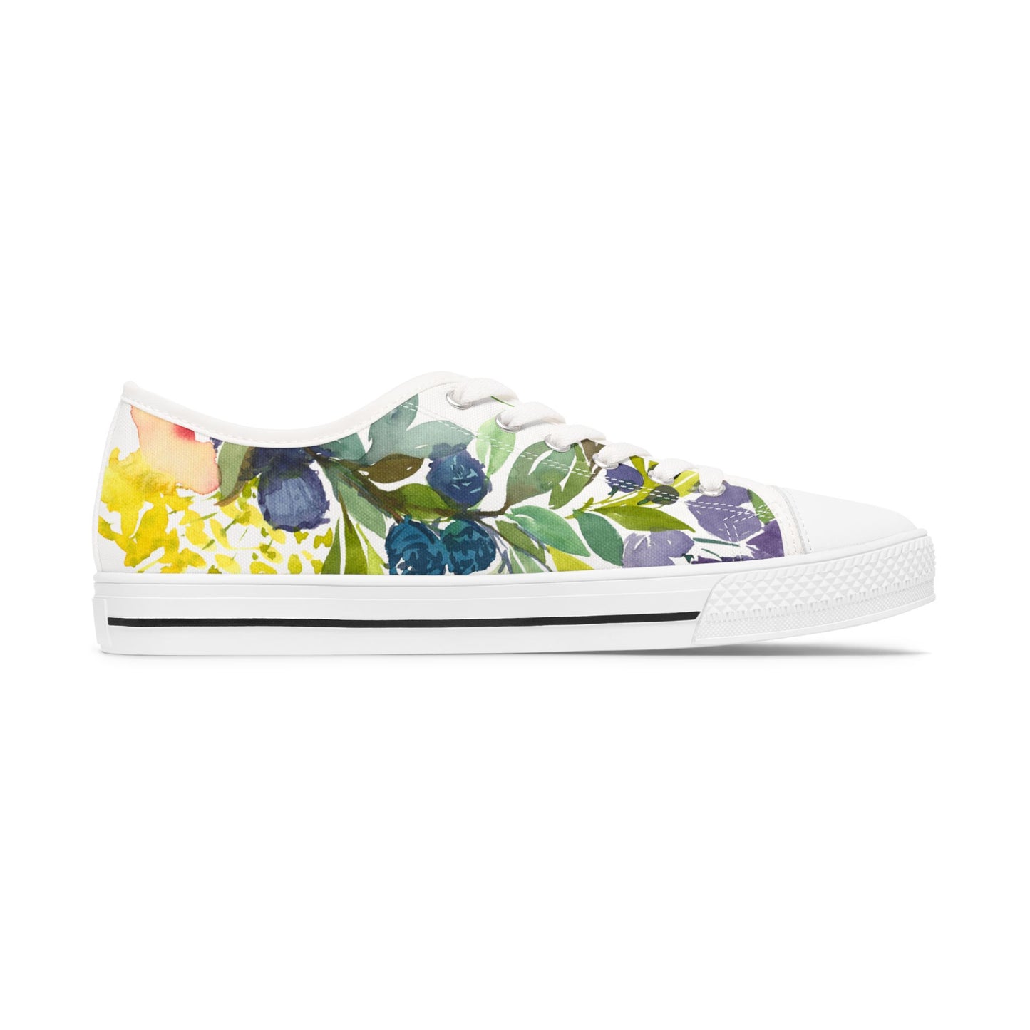 Watercolor Vibrant Floral Wreath Low Top Sneakers – Stylish Shoes for All | Unique Gift Idea - Brooke Zitting, LLC
