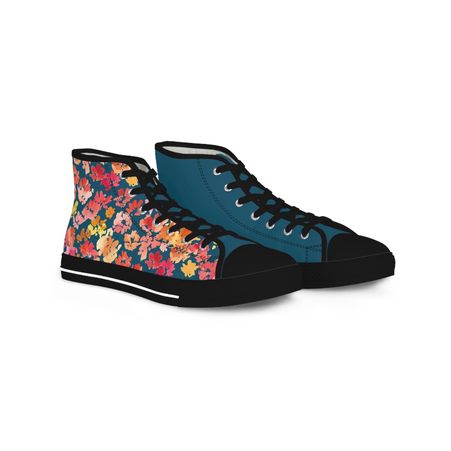 Trendy Color Block Posy High Top Sneakers with Floral Design – Stylish Shoes for All | Unique Gift Idea - Brooke Zitting, LLC