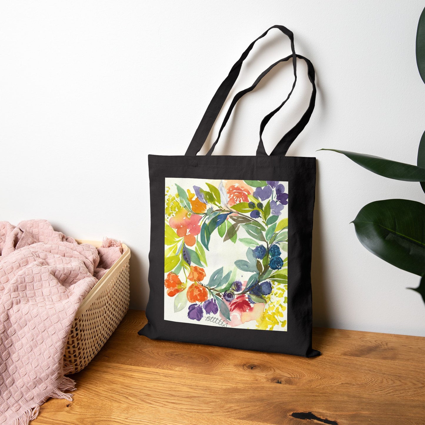Floral Blooms Cotton Canvas Tote – Eco-Friendly Beach & Shopping Bag for Ocean Lovers