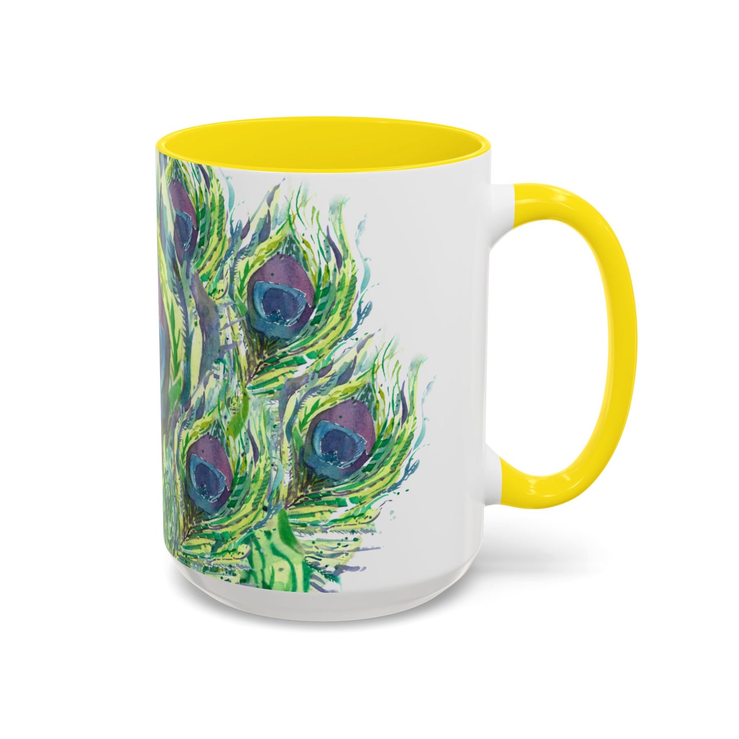 Colorful Peacock Feathers Mug Print (11oz, 15oz) - Brooke Zitting, LLC