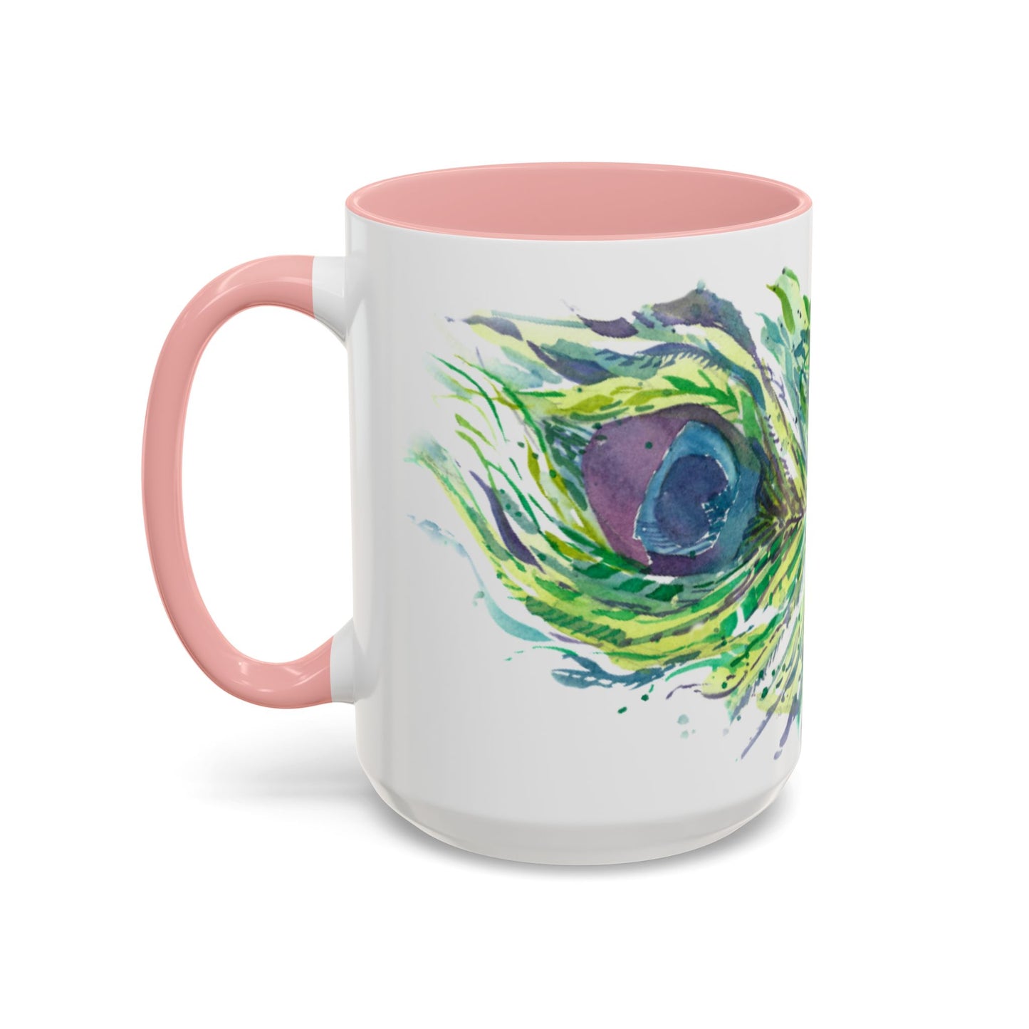 Light as a Feather Peacock Feather Accent Coffee Mug (11, 15oz) - Brooke Zitting, LLC