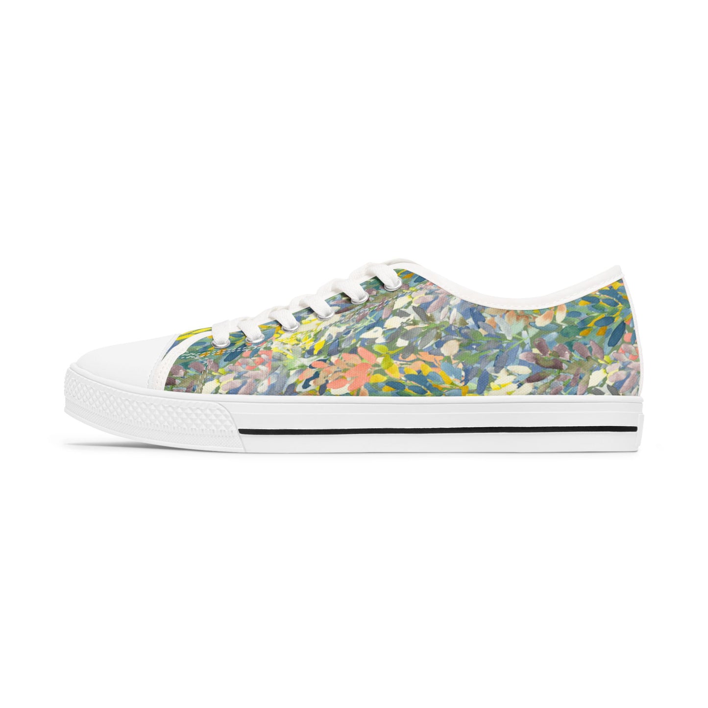 Watercolor Petal Parade with Accent Low Top Sneakers – Stylish Shoes for All | Unique Gift Idea - Brooke Zitting, LLC