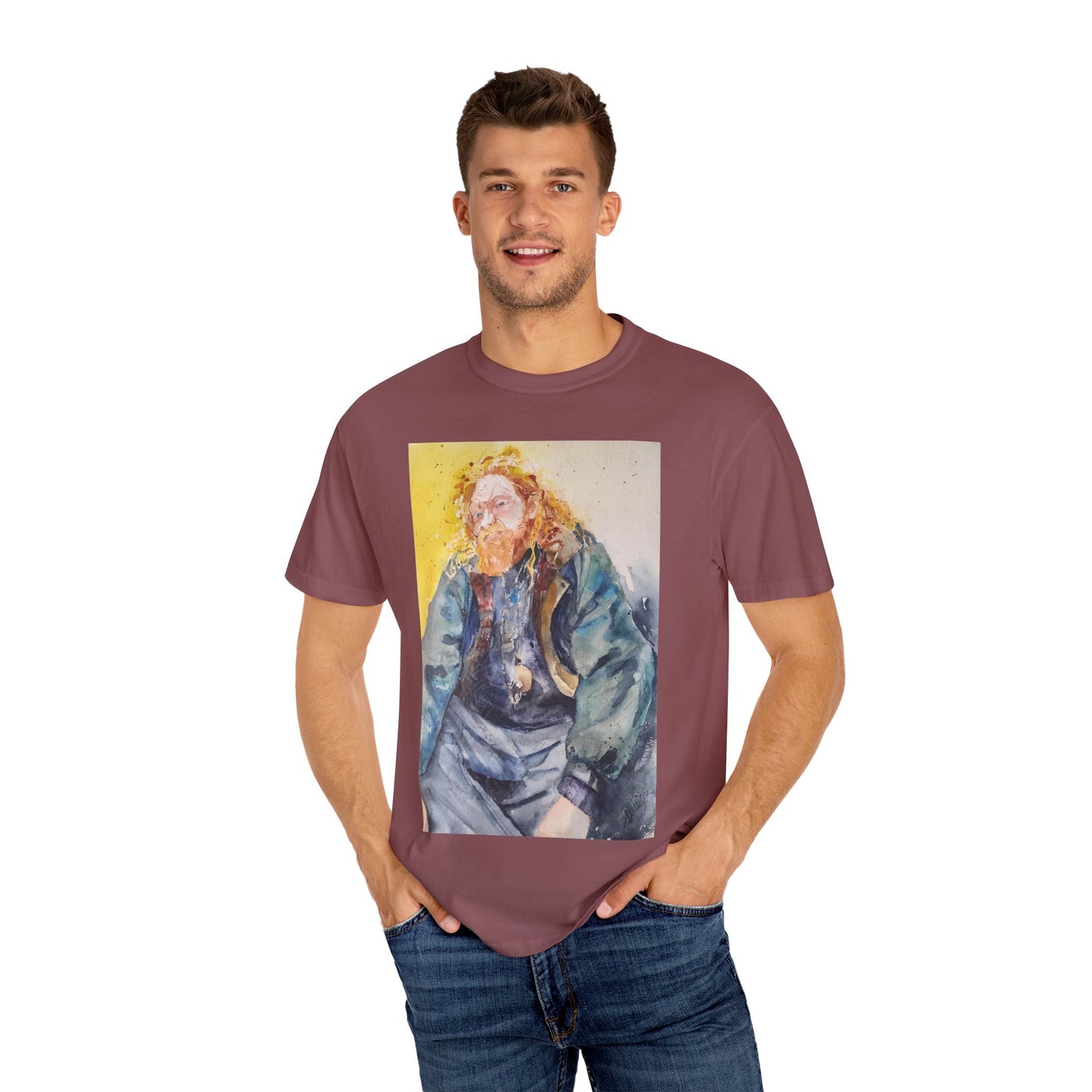 Artistic Unisex Garment-Dyed T-shirt, Vibrant Watercolor Design, Casual Wear, Artist Gift, Custom T-shirt