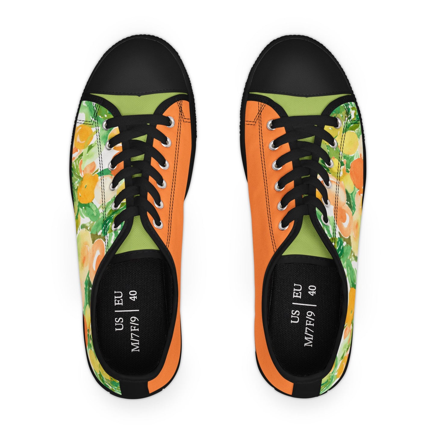 Colorblock Peach Floral Patterned Low Top Sneakers – Stylish Shoes for All | Unique Gift Idea - Brooke Zitting, LLC