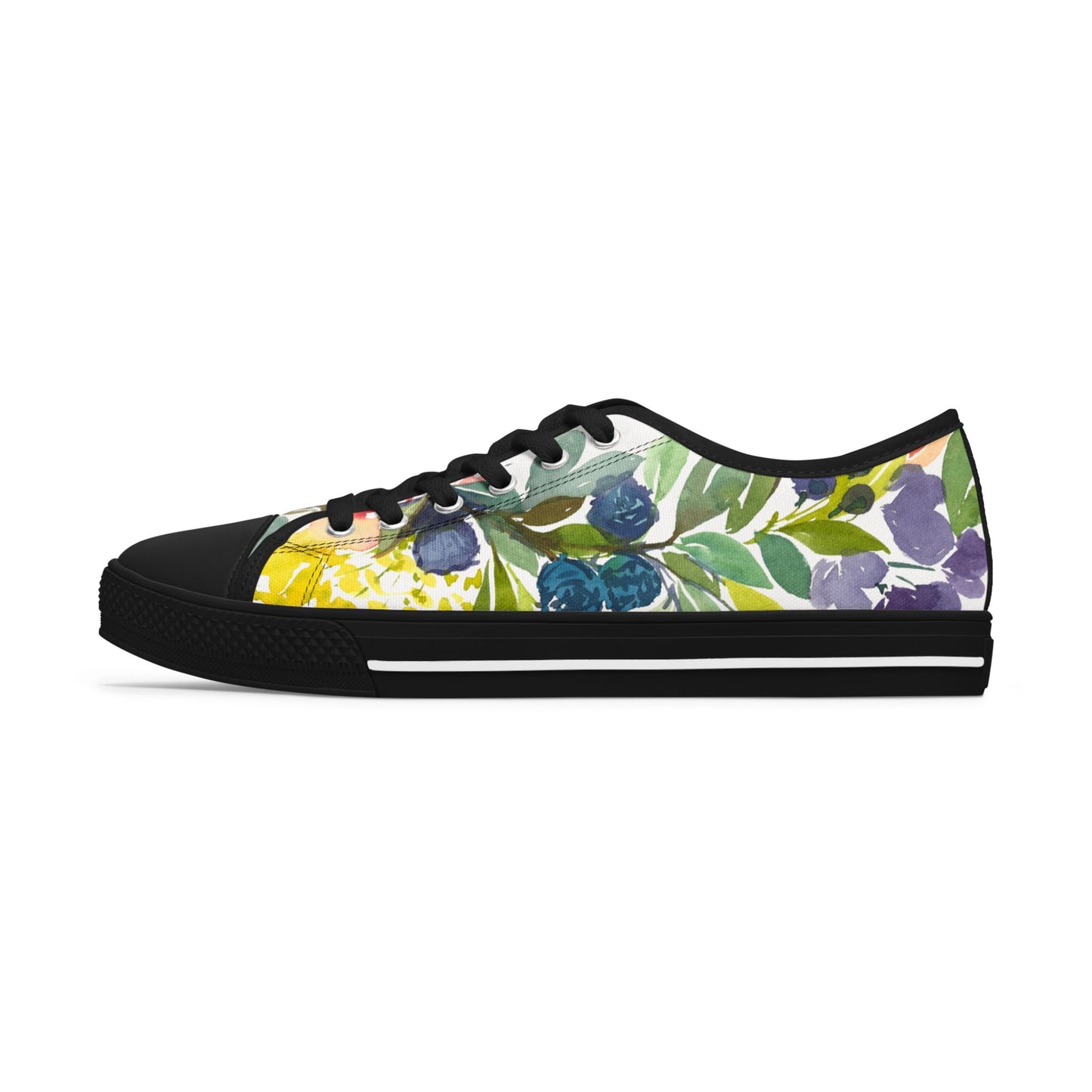Watercolor Vibrant Floral Wreath Low Top Sneakers – Stylish Shoes for All | Unique Gift Idea - Brooke Zitting, LLC