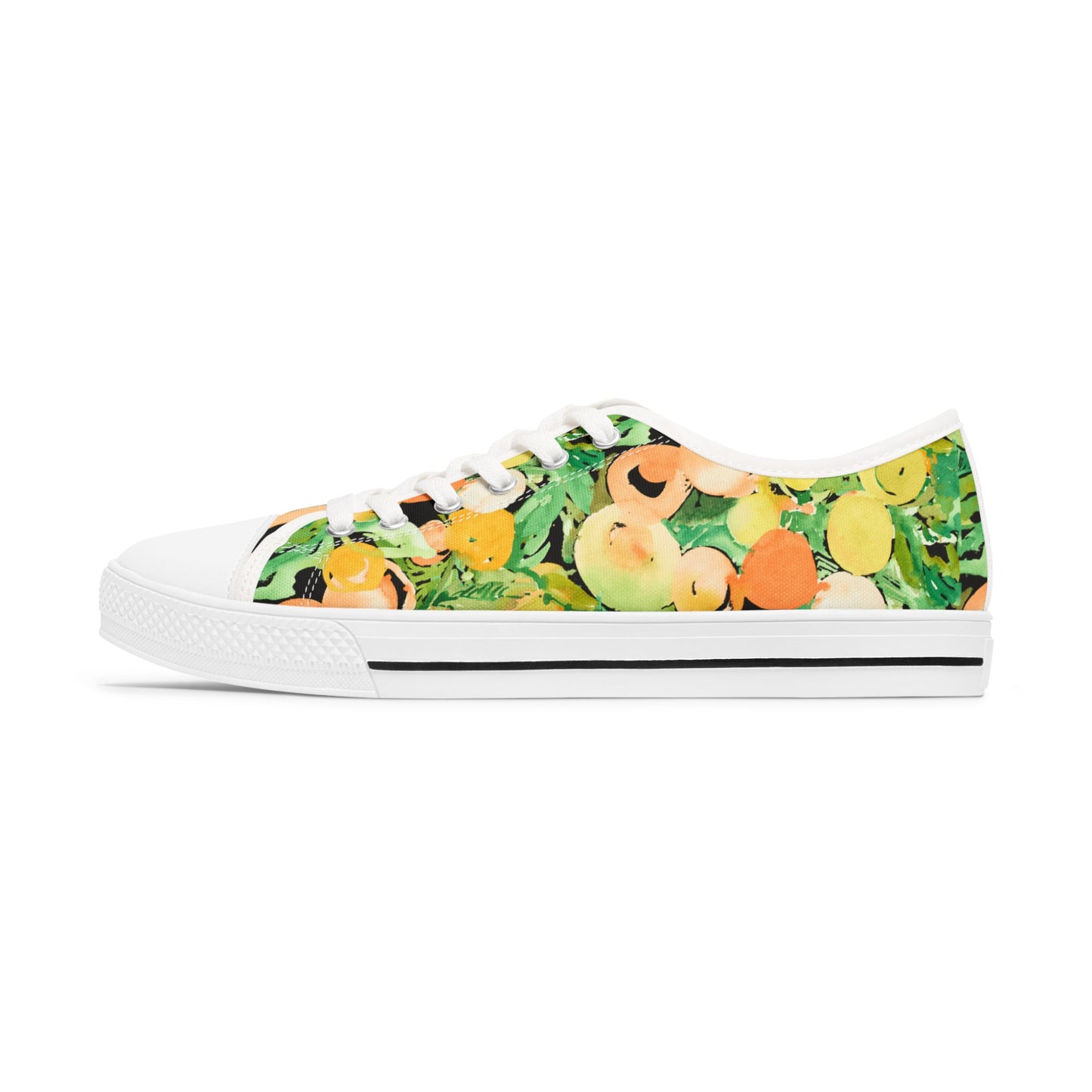 Watercolor Citrus and Peaches Low Top Sneakers – Stylish Shoes for All | Unique Gift Idea - Brooke Zitting, LLC