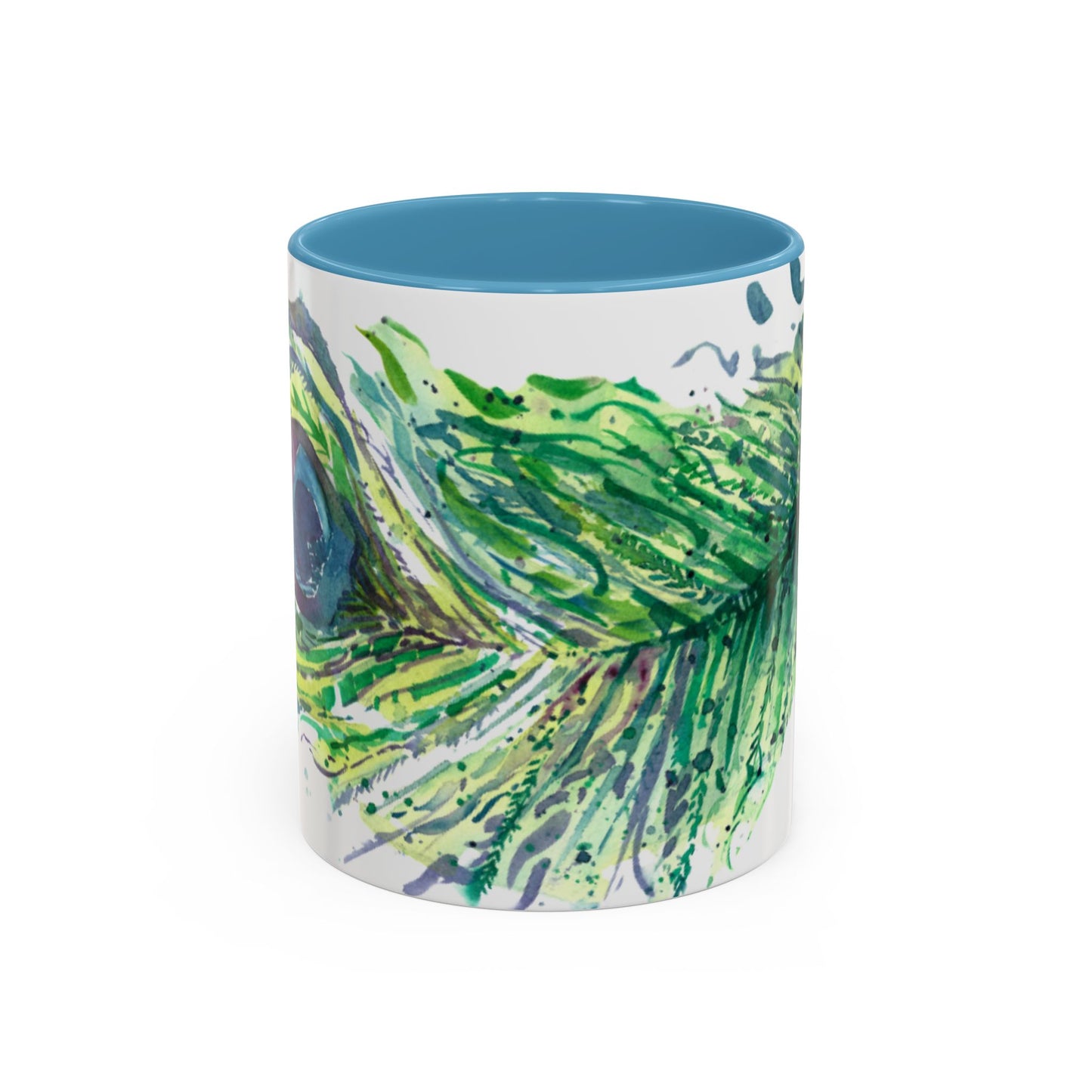 Light as a Feather Peacock Feather Accent Coffee Mug (11, 15oz) - Brooke Zitting, LLC