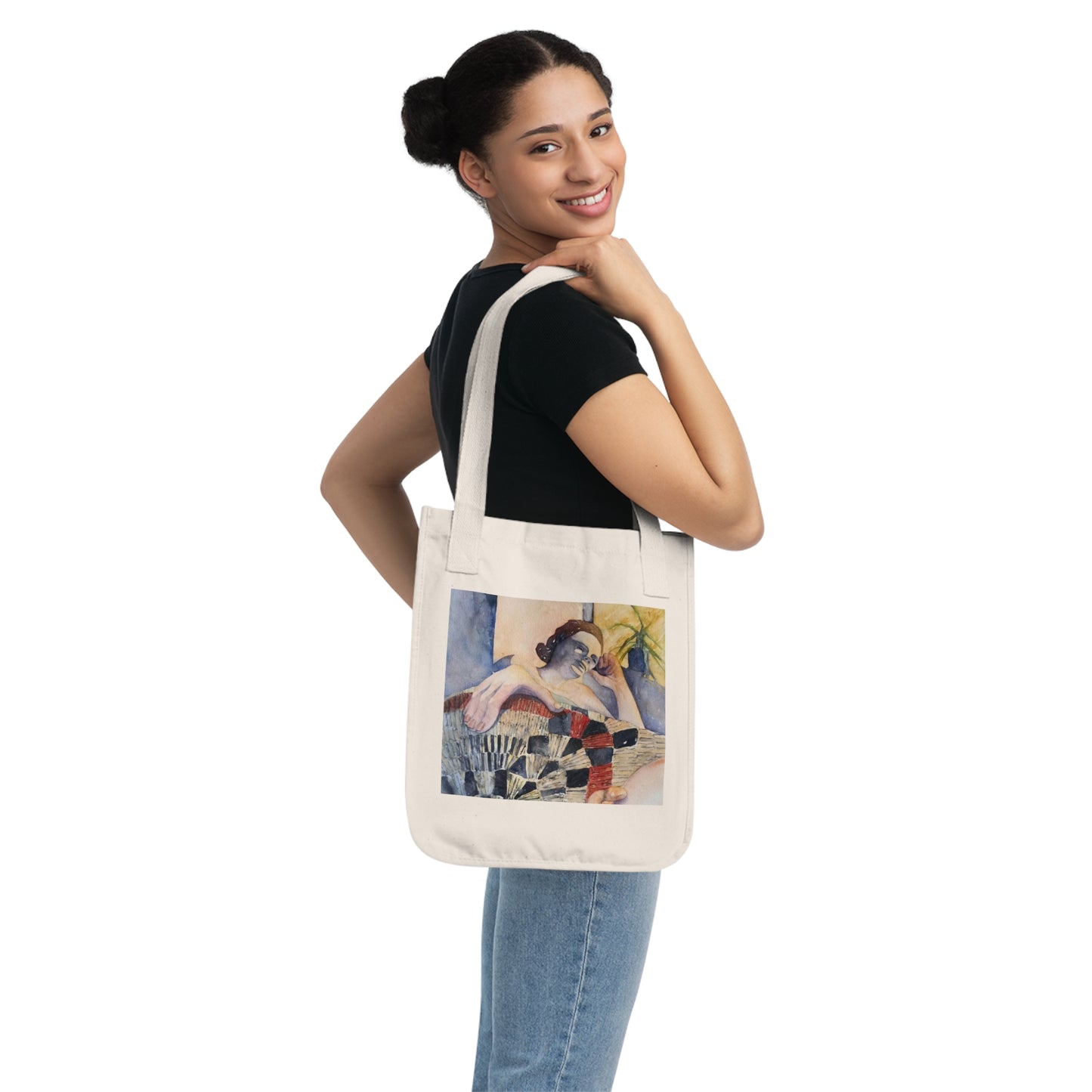 Sunroom Repose Watercolor Design Organic Canvas Tote – Eco-Friendly, Watercolor Fine Art, Reusable Bag for Art Lovers - Brooke Zitting, LLC