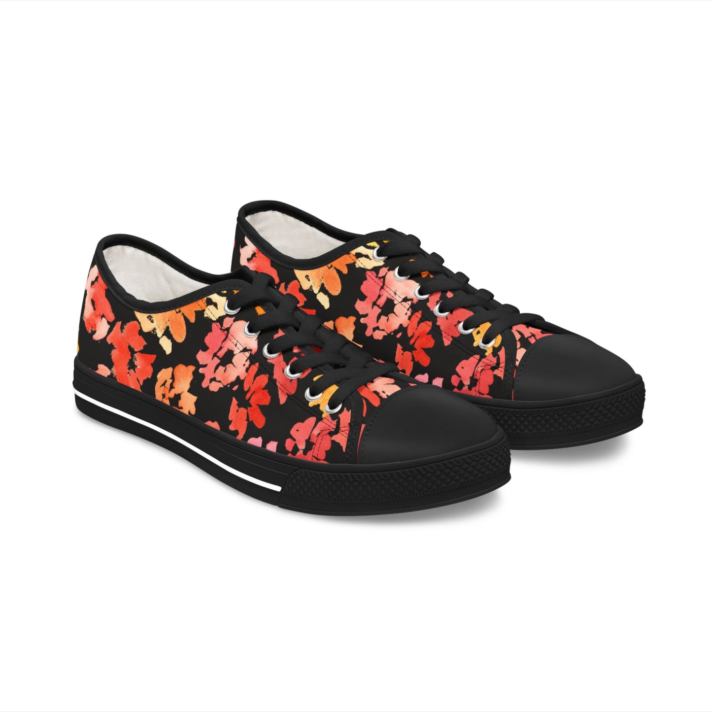 Warm Posy Watercolor Floral Low-Top Sneakers – Stylish Shoes for All | Unique Gift Idea - Brooke Zitting, LLC