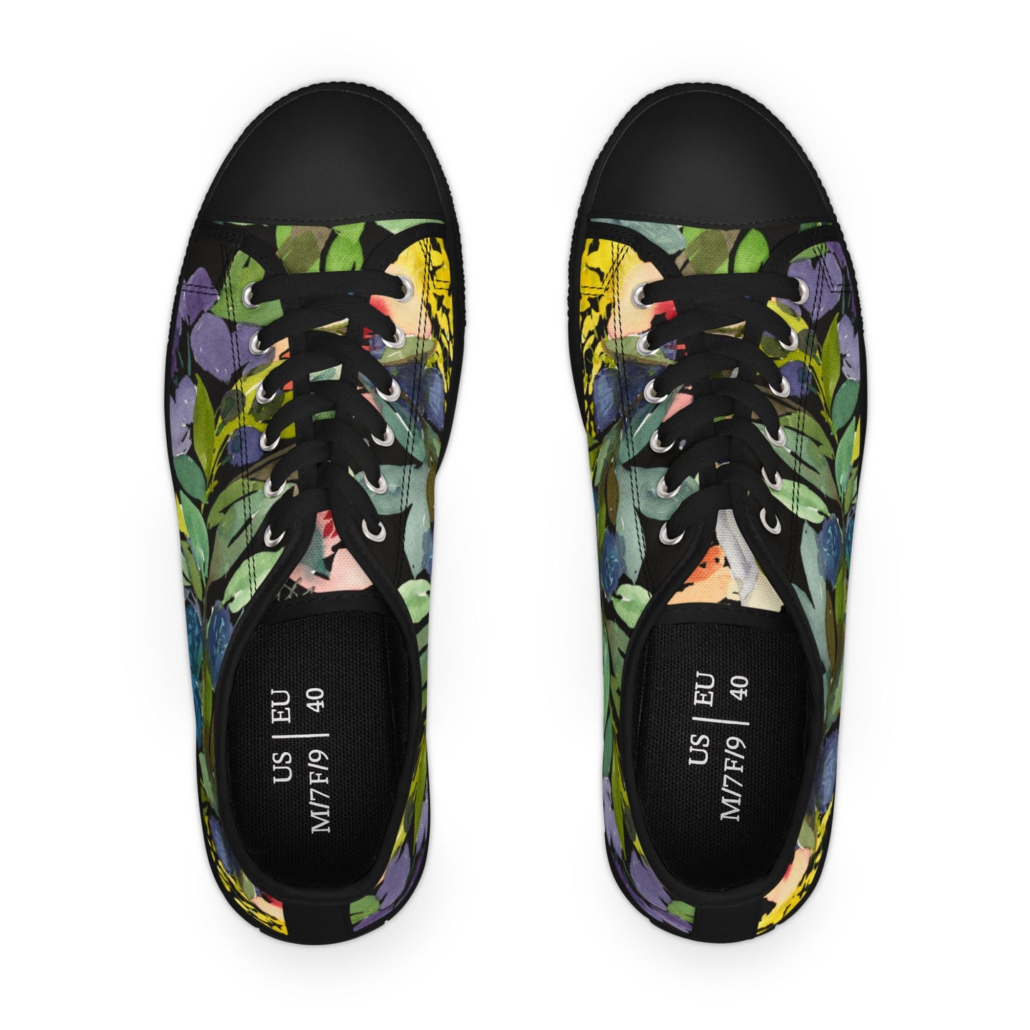 Watercolor Bold Floral Wreath Low Top Sneakers – Stylish Shoes for All | Unique Gift Idea - Brooke Zitting, LLC