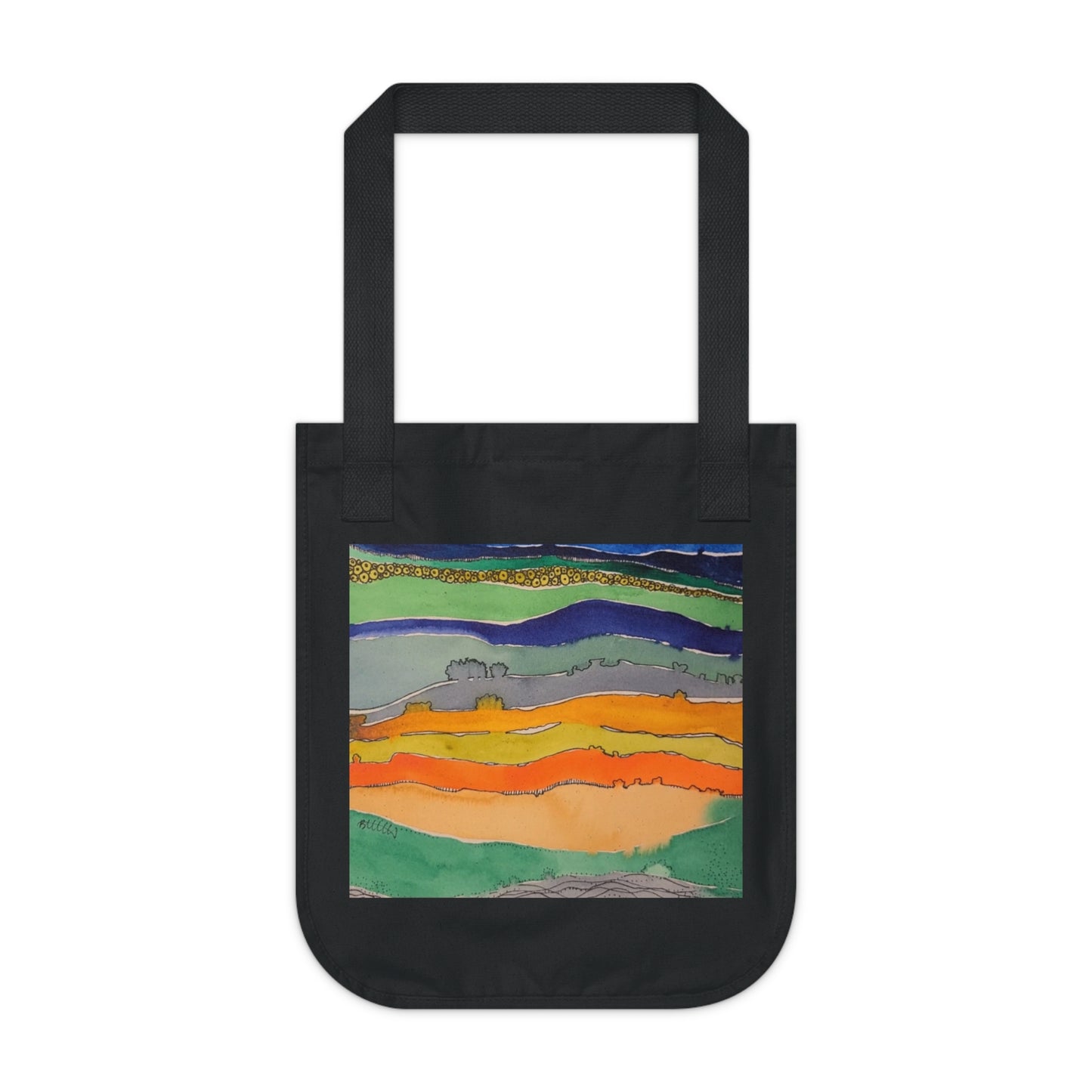 Striped Landscape Watercolor Design Organic Canvas Tote – Eco-Friendly, Watercolor Fine Art, Reusable Bag for Art Lovers - Brooke Zitting, LLC